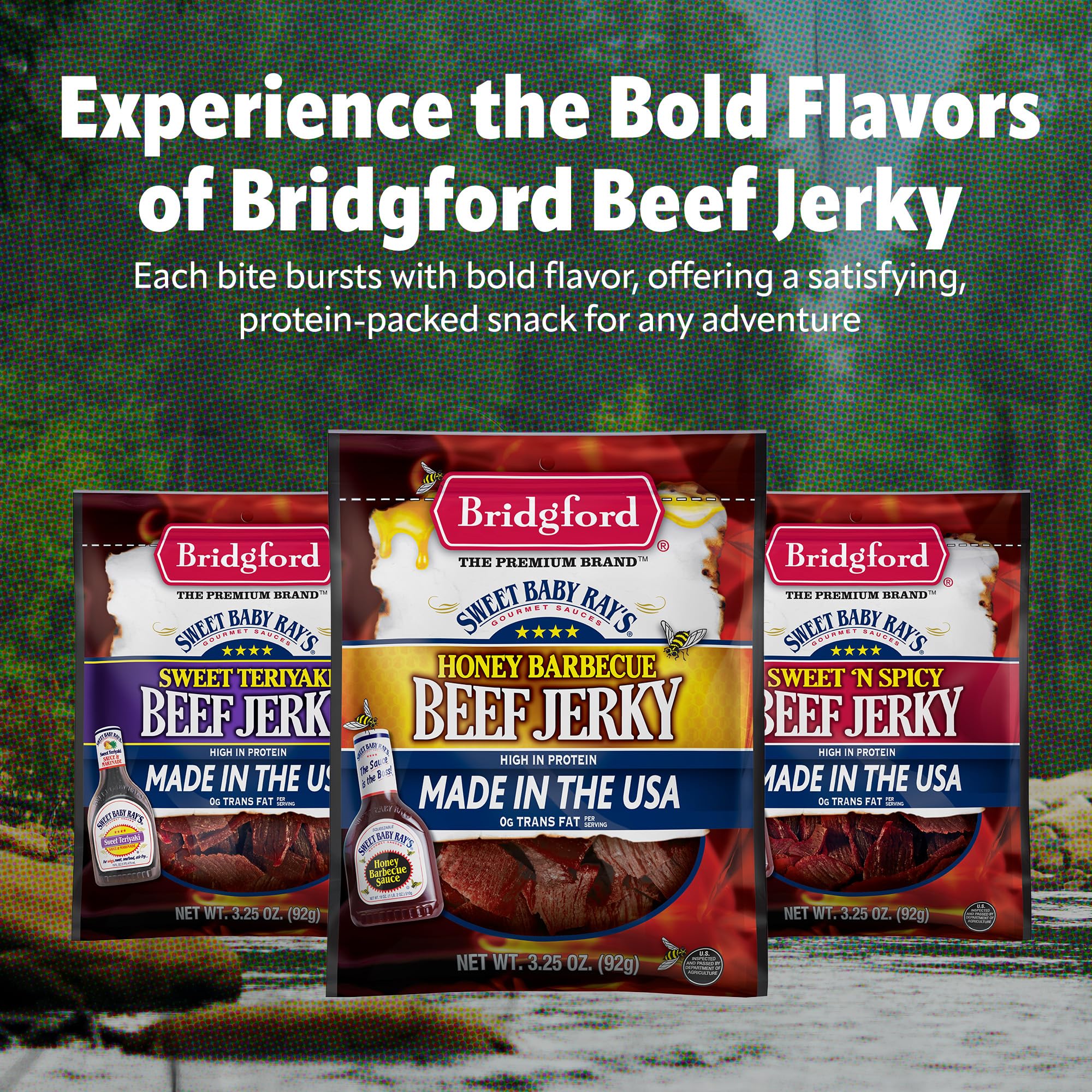 Bridgford Sweet Baby Ray's Peppered Beef Jerky 10 oz (Pack of 4) | High Protein Low Carb Healthy Snack | Gluten Free Keto Friendly | Perfect for Hiking, Camping, Travel & Office Snacks