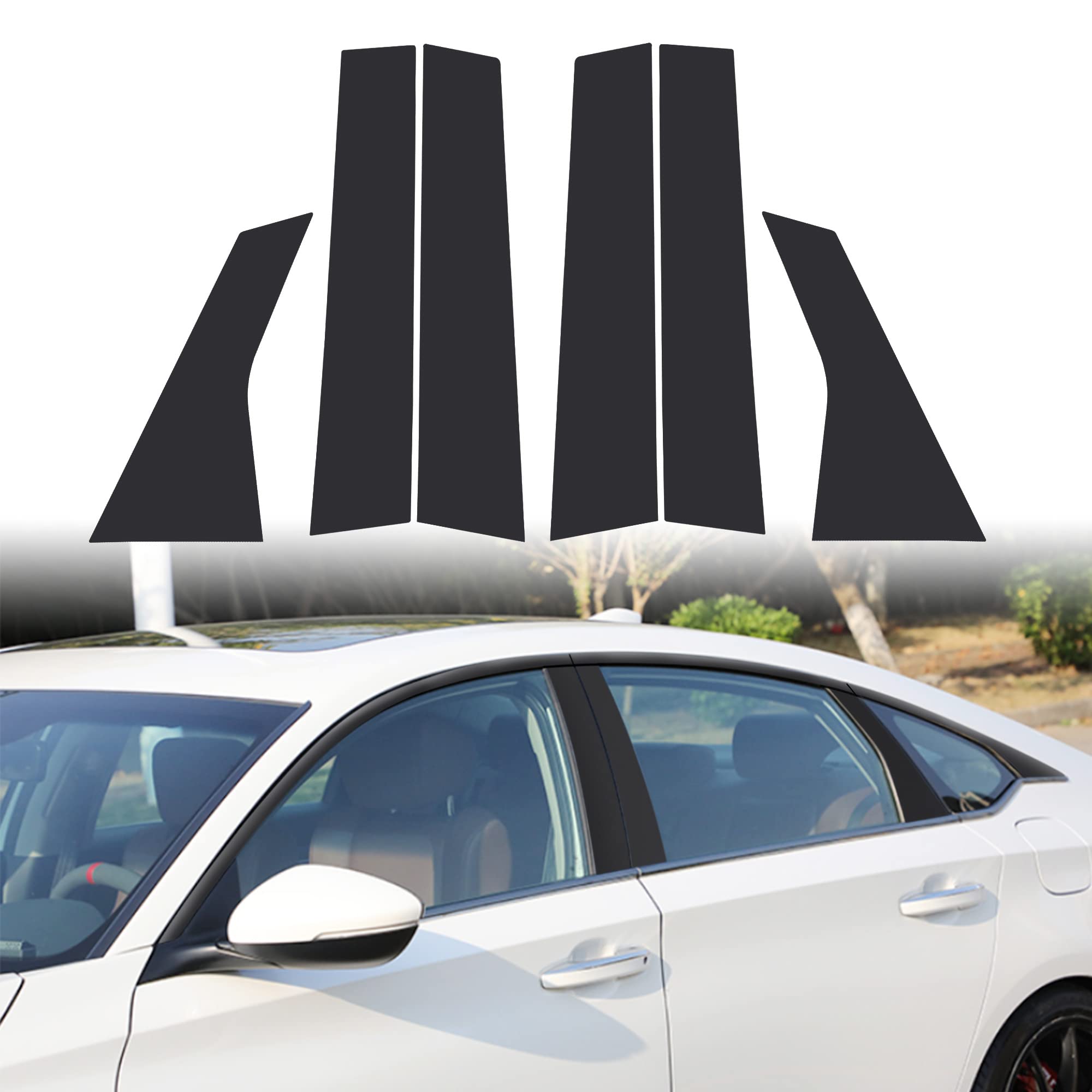 6pcs Matte Black Car Window Pillar Vinyl Stickers for Honda Accord Sedan 2018-2021 | Auto Exterior Trim Overlay Wrap | Durable Decorative Accessories | Perfect for Car Customization & Style Upgrade