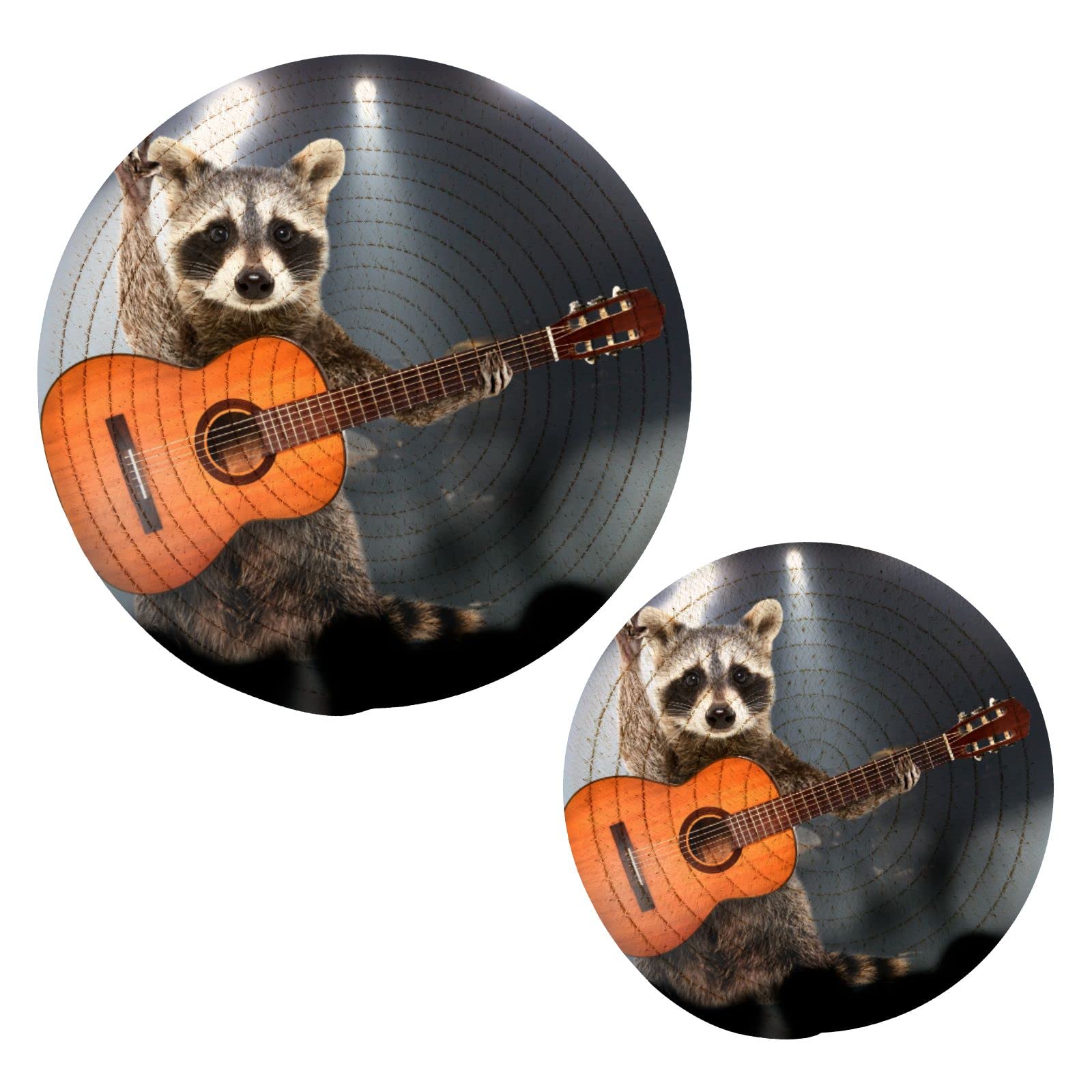 Raccoon Guitar Pot Holders Set of 2 - Heat Resistant Cotton Kitchen Potholders & Mini Backpack for Students - Perfect for Cooking, Baking, and School Use