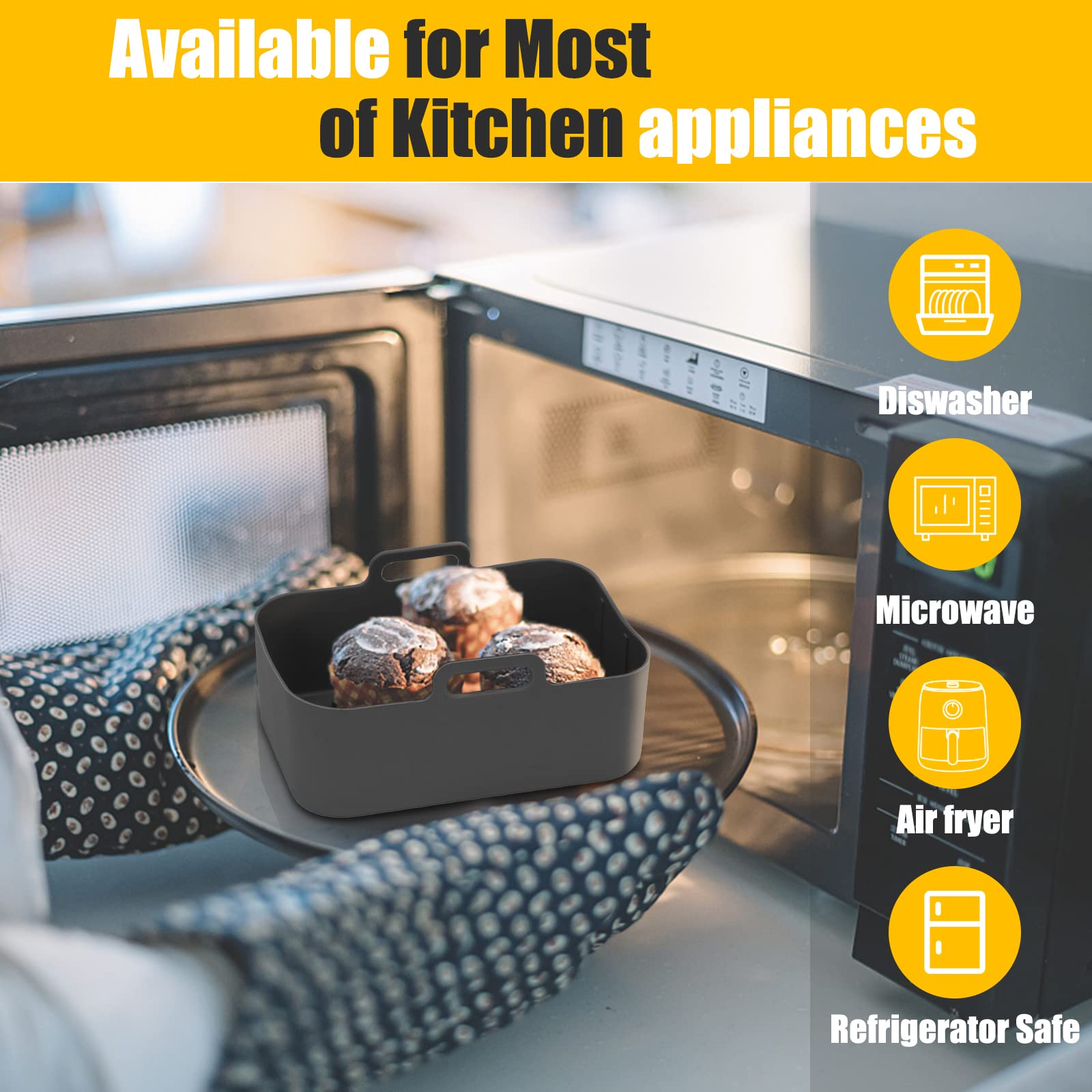 Ninja Dual Zone Air Fryer Silicone Liners 10QT - Reusable Food-Grade Accessories for DZ401/DZ550/DZ302, Ninja DoubleStack XL SL401/SL451 & Cosori 9QT 8-in-1 Dual Air Fryer - Perfect for Healthy Cooking, Baking & Frying - Gray
