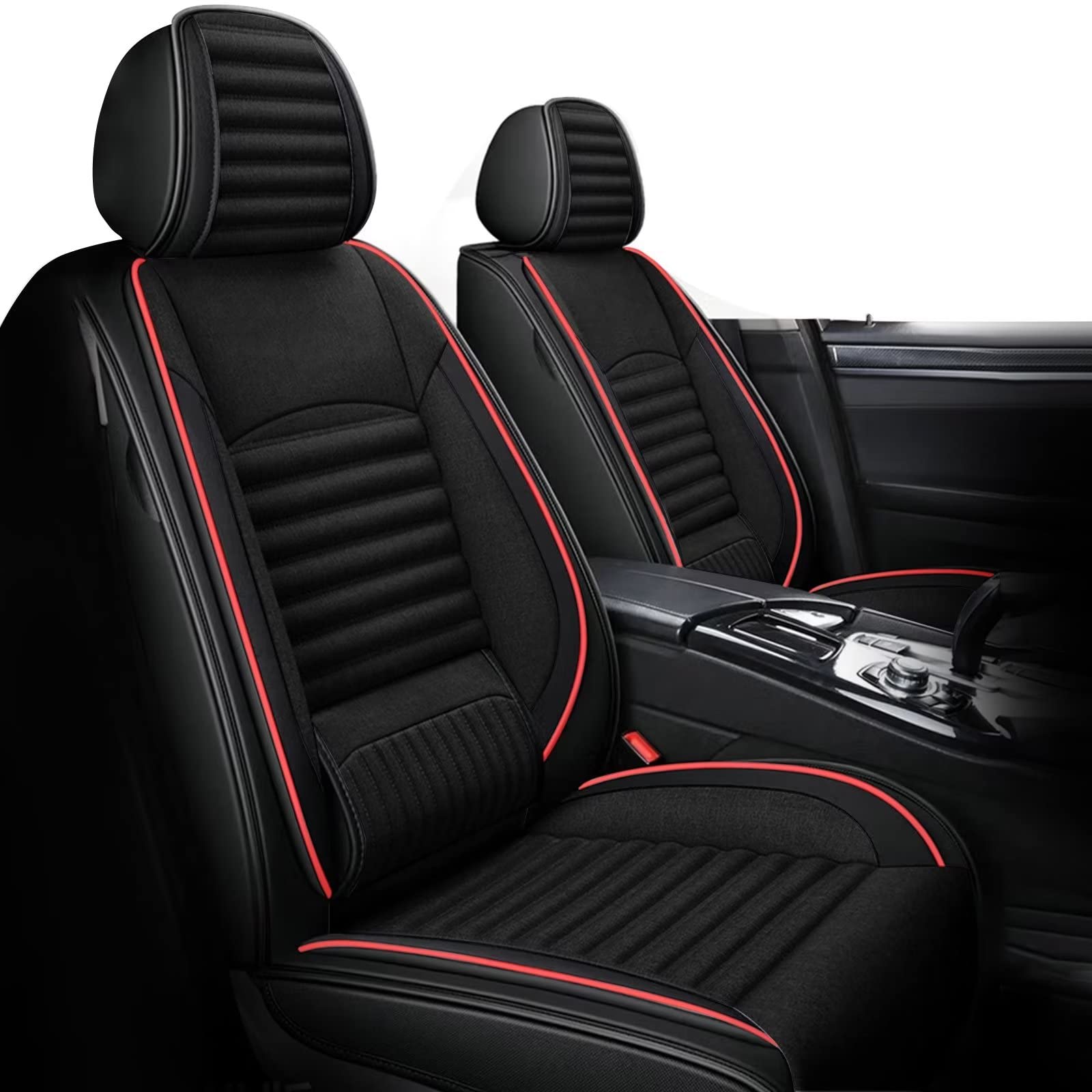 Custom Fit TTX LIGHTING Car Seat Covers for 2002-2020 KIA Optima - Full Set Linen Seat Cushion with Airbag Compatibility (Red & Black) | Premium Protection & Comfort for Daily Commute & Road Trips