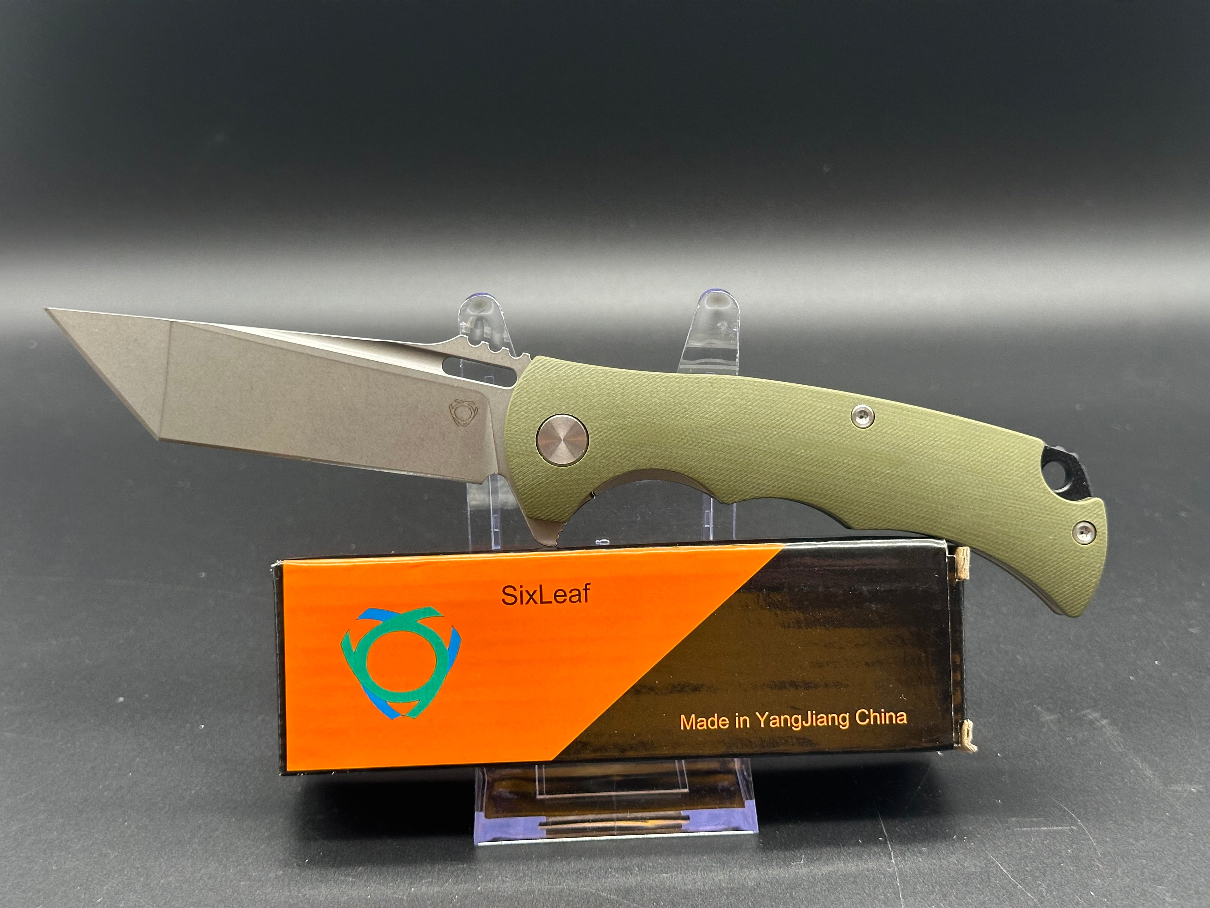 SIXLEAF SL 01 Folding Knife - D2 Steel Plain Edge, Green G10 Handle - Compact & Durable EDC Pocket Knife for Camping, Hiking & Outdoor Adventures