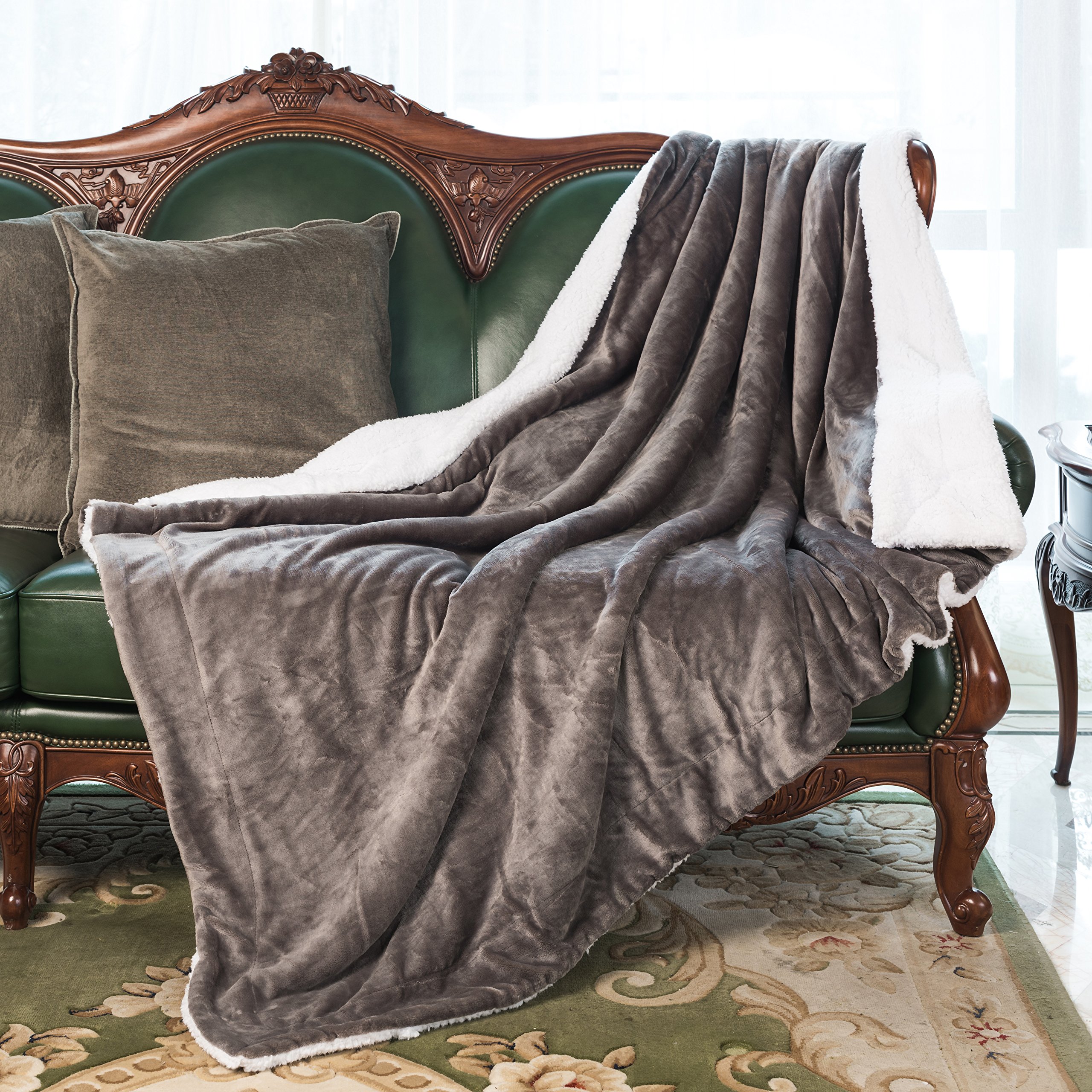 HoroM Sherpa Throw Blanket Grey 50