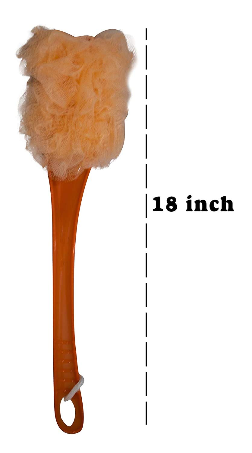 SIYAA Kids Bath Loofah Scrubber with Long Handle - Soft Body Wash Sponge for Gentle Exfoliation (Multicolor, 2-Pack) - Perfect for Sensitive Skin & Fun Bath Time for Toddlers