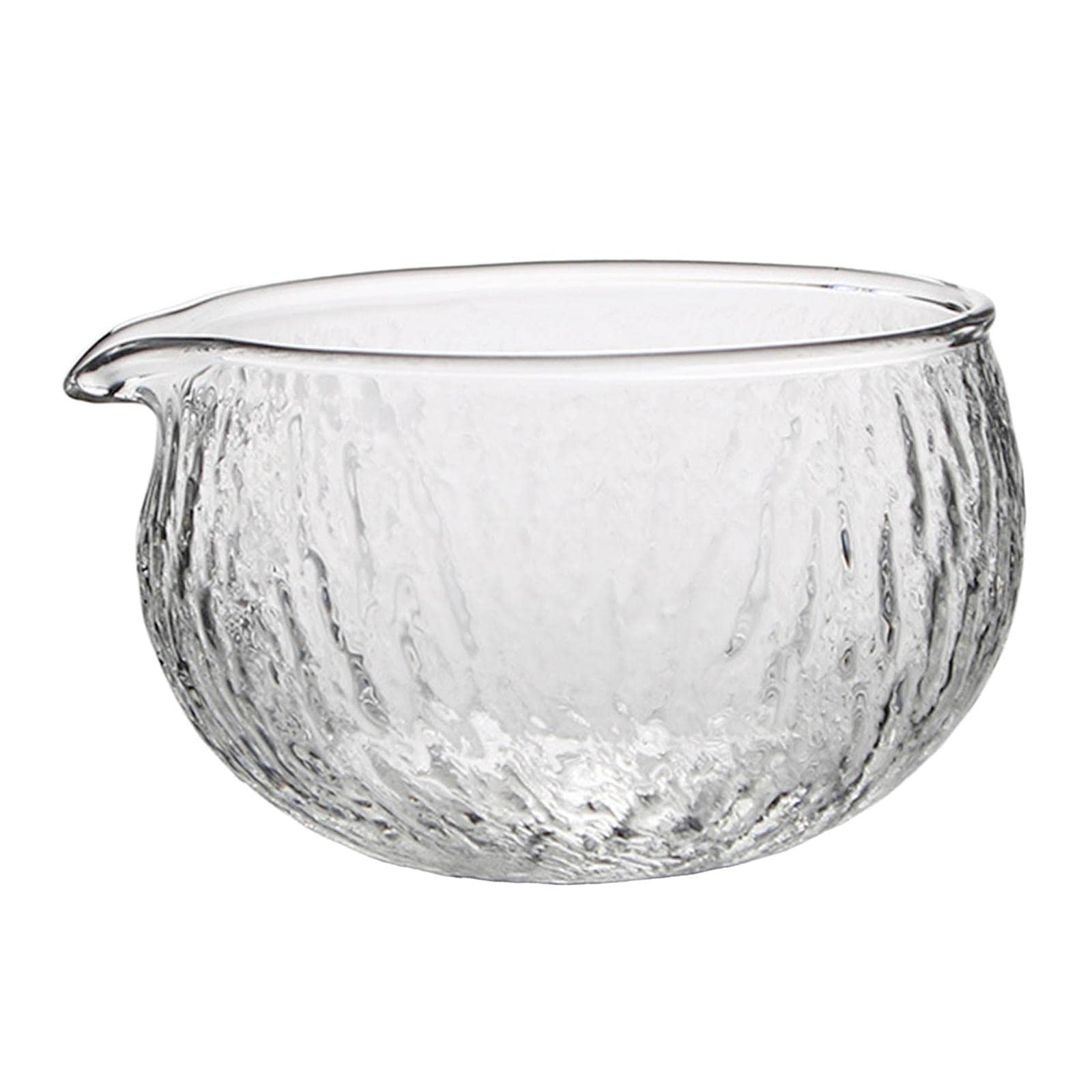 500ml Clear Textured Glass Matcha Bowl with Spout - Japanese Tea Ceremony Cup for Whisking, Serving Matcha, Latte & Hot Beverages - Perfect for Tea Lovers & Home Baristas