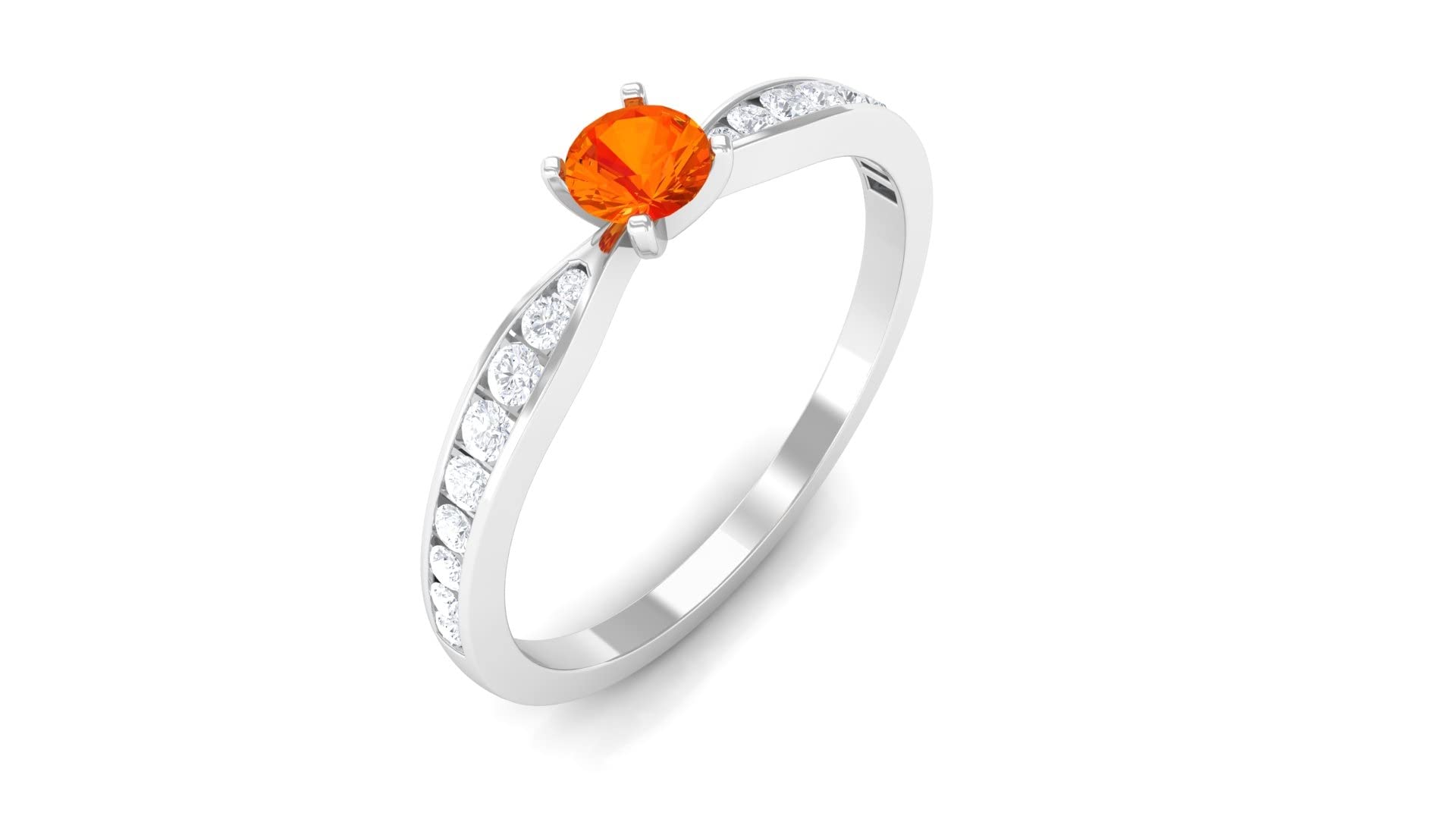0.50 CT Certified Orange Sapphire & Diamond Ring in 14K Solid Gold - Dainty Women's Promise Ring for Engagement, Anniversary & Special Occasions