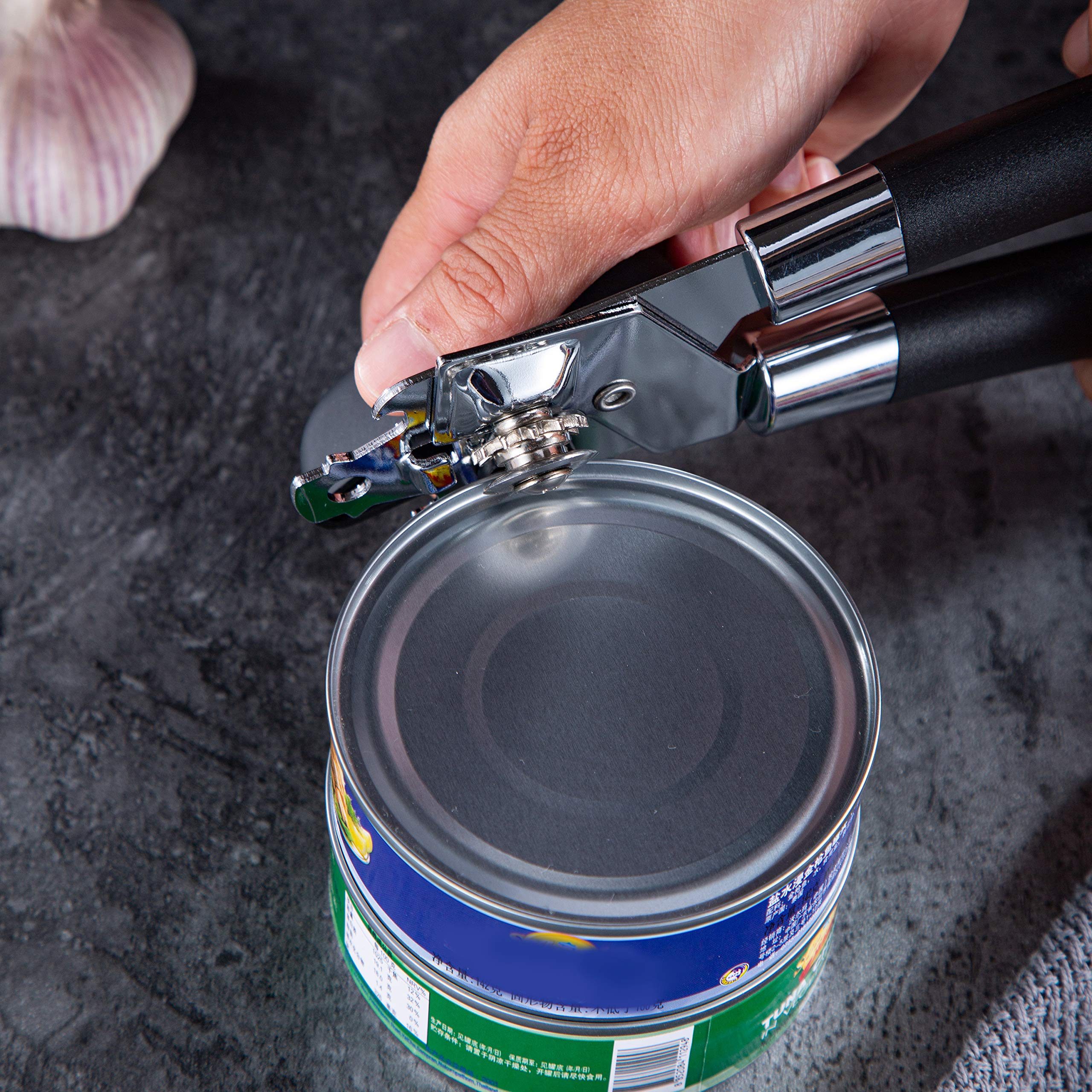 Premium Stainless Steel Manual Can Opener with Large Turn Knob & Sharp Blade - Professional Kitchen Tool for Easy Opening Cans & Bottles - Ideal for Camping, Emergency Kits & Everyday Cooking