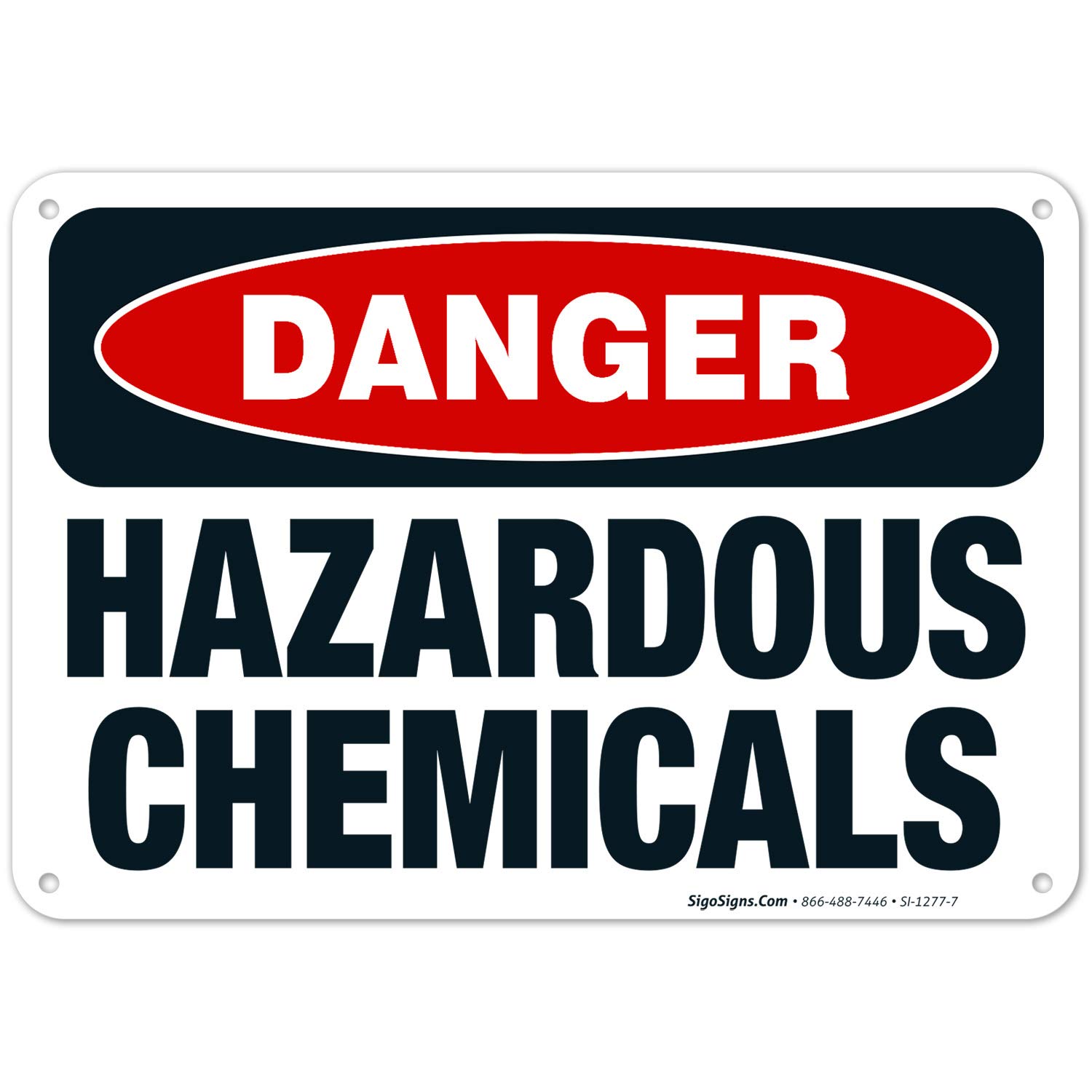 Danger Hazardous Chemicals Sign - OSHA Approved 10x7 Inches Rust-Free .040 Aluminum Sign - Fade Resistant for Indoor & Outdoor Use - Made in USA - Perfect for Warehouses, Labs & Industrial Safety