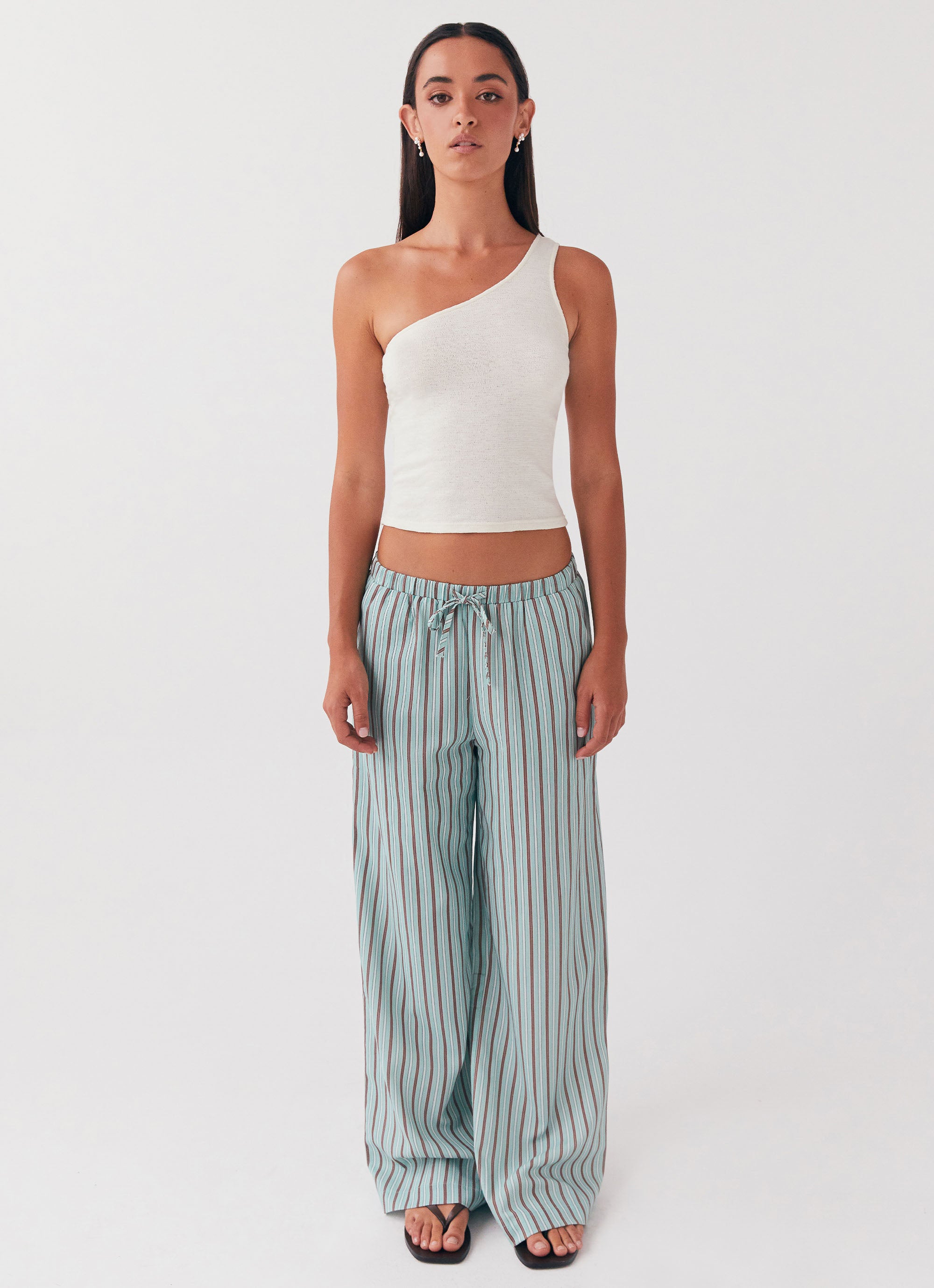 Fresh Face Linen Pants - Coastal Stripe Design | Breathable & Comfortable Summer Pants for Women | Perfect for Beach Vacations, Casual Outings & Relaxing at Home