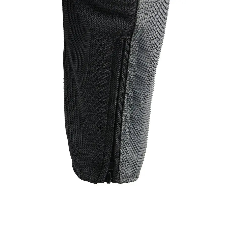 First MFG Co. Men's Black & Grey Mesh Armored Racing Jacket with Reflective Racing Stripes - Lightweight Motorcycle Gear for Street & Track Riding