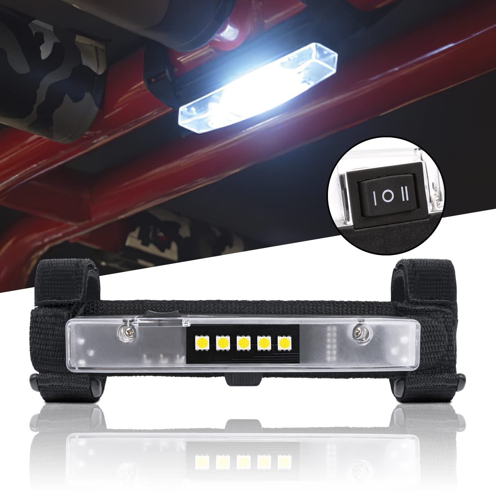 Universal UTV Dome Light - Rechargeable Magnetic Roll Bar Interior Light for Polaris RZR, Can-Am, ATV, Truck & Off-Road Vehicles | Waterproof Cab Lighting for Night Rides & Camping Adventures (White)