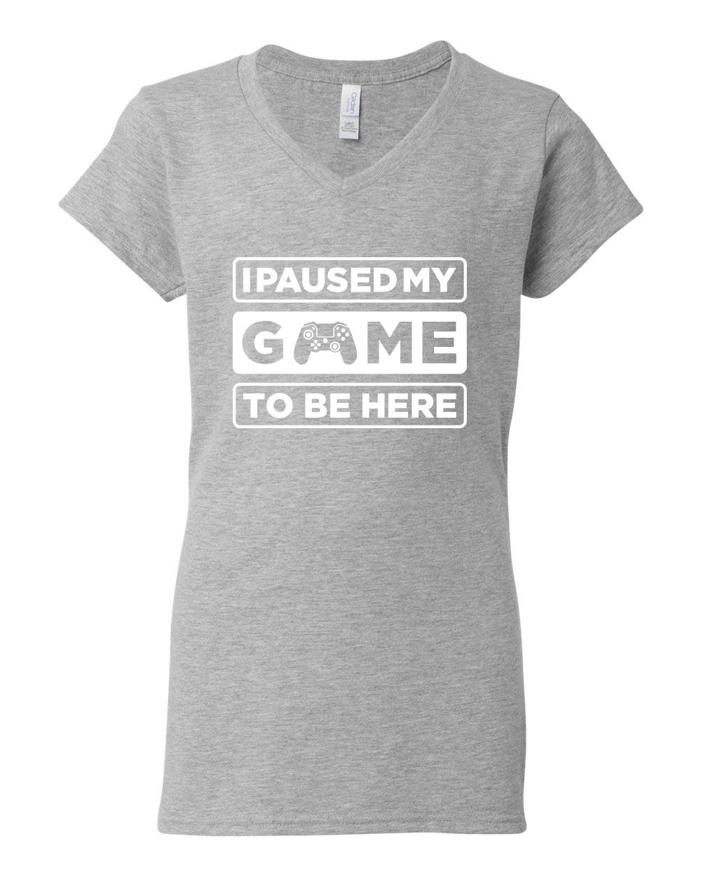 I Paused My Game to Be Here Gamer Women’s V-Neck Tee – Perfect for Gaming, Casual Wear, and Conventions