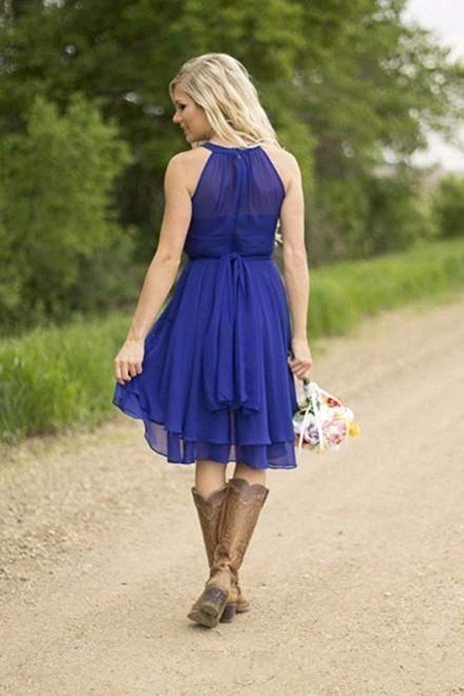 Elegant Coral Chiffon Halter Bridesmaid Dress for Women - Western Wedding Guest Dress Size 4 | Perfect for Summer Weddings, Bridal Showers & Formal Events