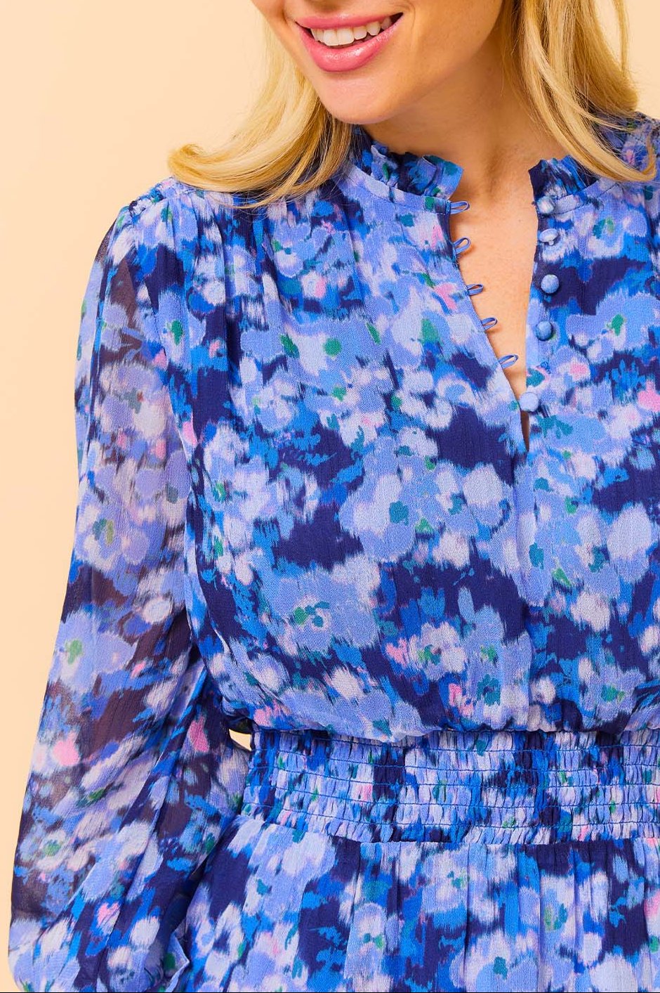 Clover Dress - Floral Print Blue and Pink Summer Dress for Women | Perfect for Beach Vacations, Date Nights & Outdoor Parties