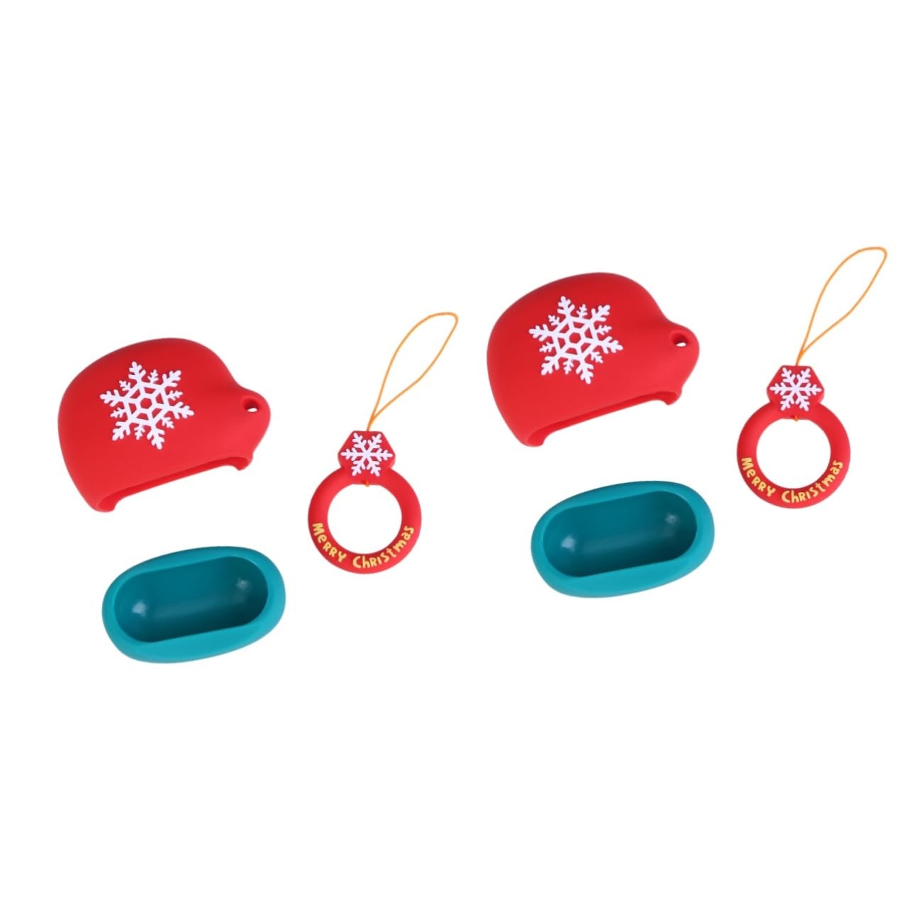 OSALADI 2 Pack Snowflake Pattern Headphone Case - Durable Earphone Protector with Ring Rope for AirPods & Wireless Earbuds - Perfect for Travel, Gym & Daily Use