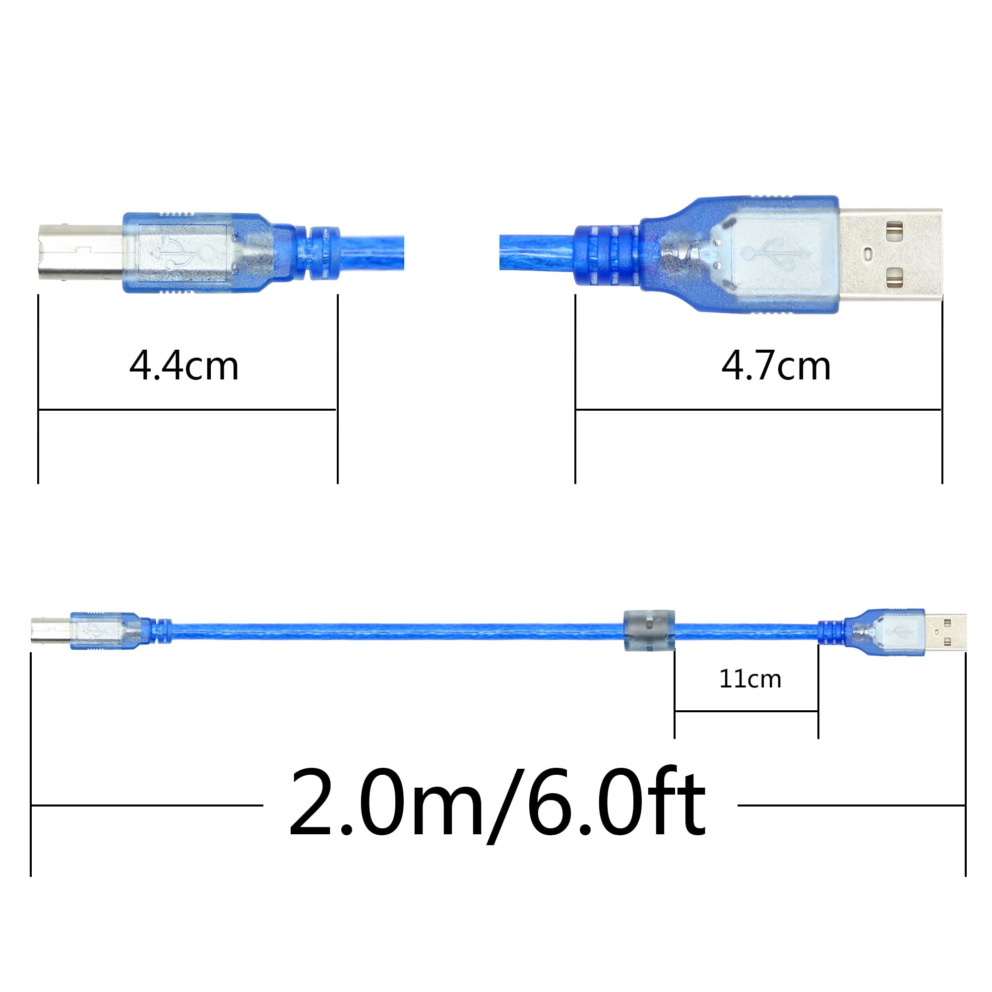 2 Pack USB 2.0 Printer Cable 4.9FT - High Speed USB A Male to B Male Cord for HP, Epson, Canon, Dell, Brother, Samsung Printers, Copiers & Scanners - Perfect for Home Office, Business & Professional Printing Needs