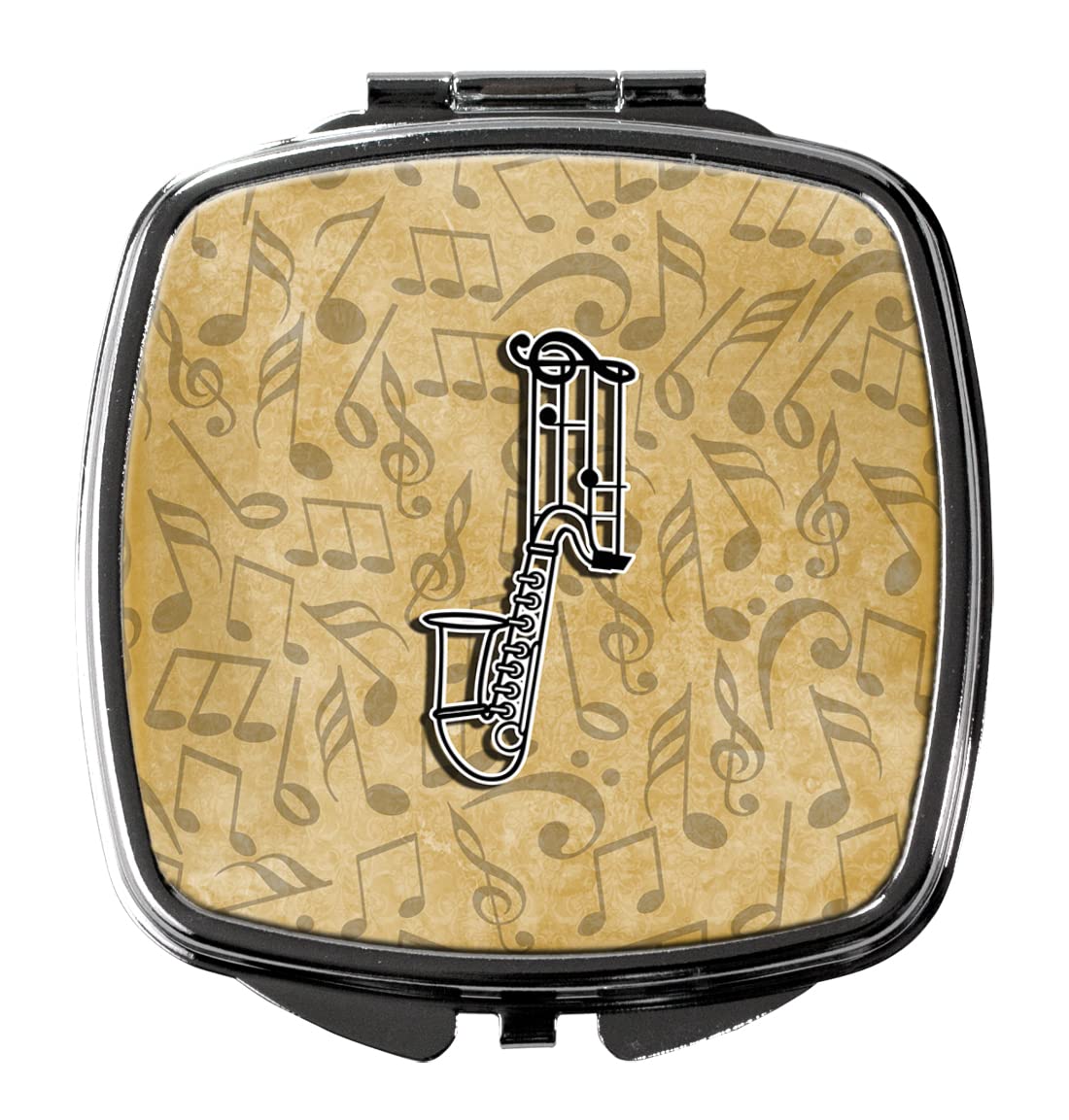 Letter J Musical Instrument Alphabet Compact Mirror - Decorative Travel Makeup Mirror for Women & Girls | Folding Handheld Pocket Mirror | Perfect Gift for Musicians & Music Lovers | Great for Concerts, Travel & Daily Makeup