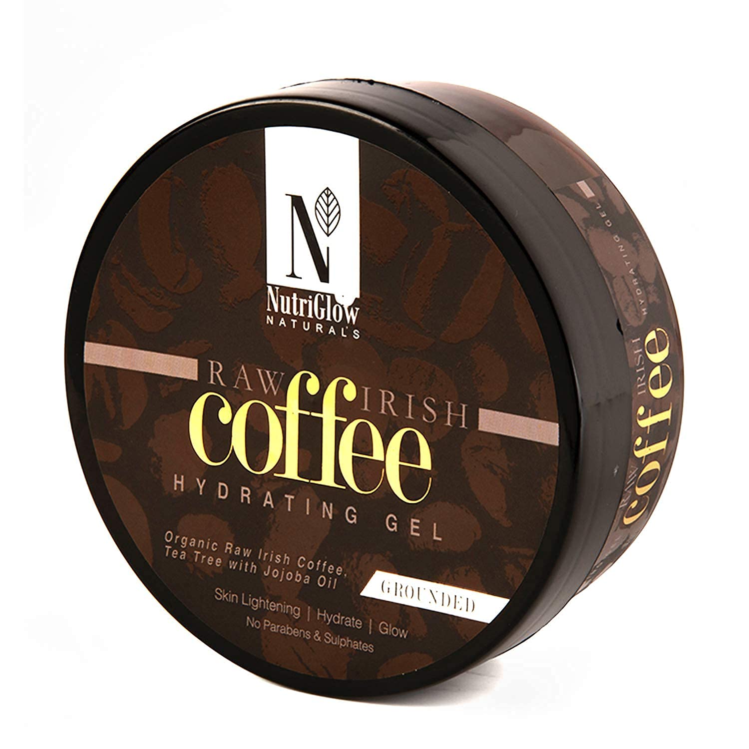 NutriGlow NATURAL'S Organic Raw Irish Coffee Hydrating Gel with Tea Tree & Jojoba Oil - Skin Brightening, Hydration & Glow - Paraben & Sulfate Free - 200g - Perfect for Daily Skincare Routine & Nighttime Hydration
