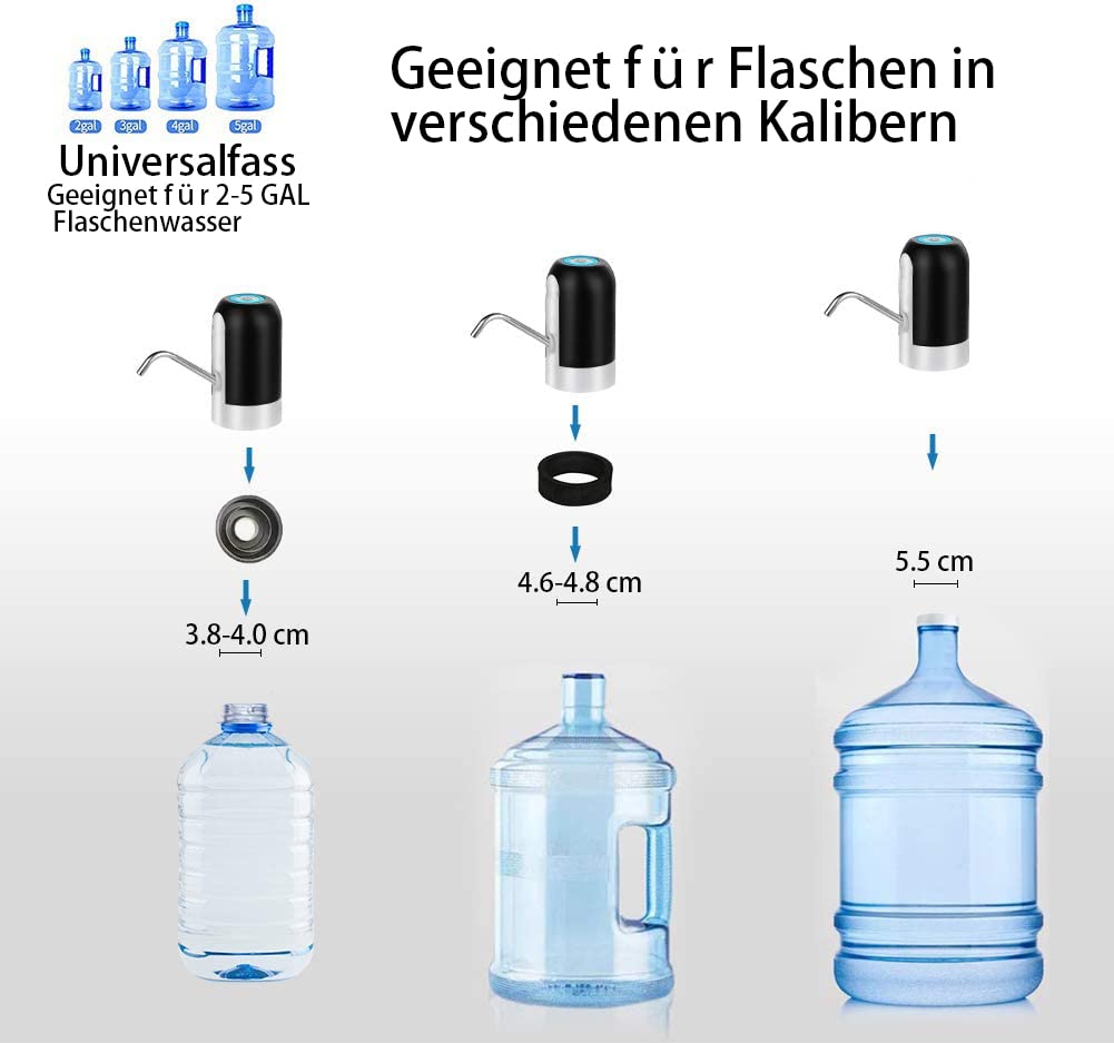 **USB Rechargeable Electric Water Bottle Pump with 2 Free Adapters & Hose - Portable Automatic Water Dispenser for Home, Office, Travel & Camping**