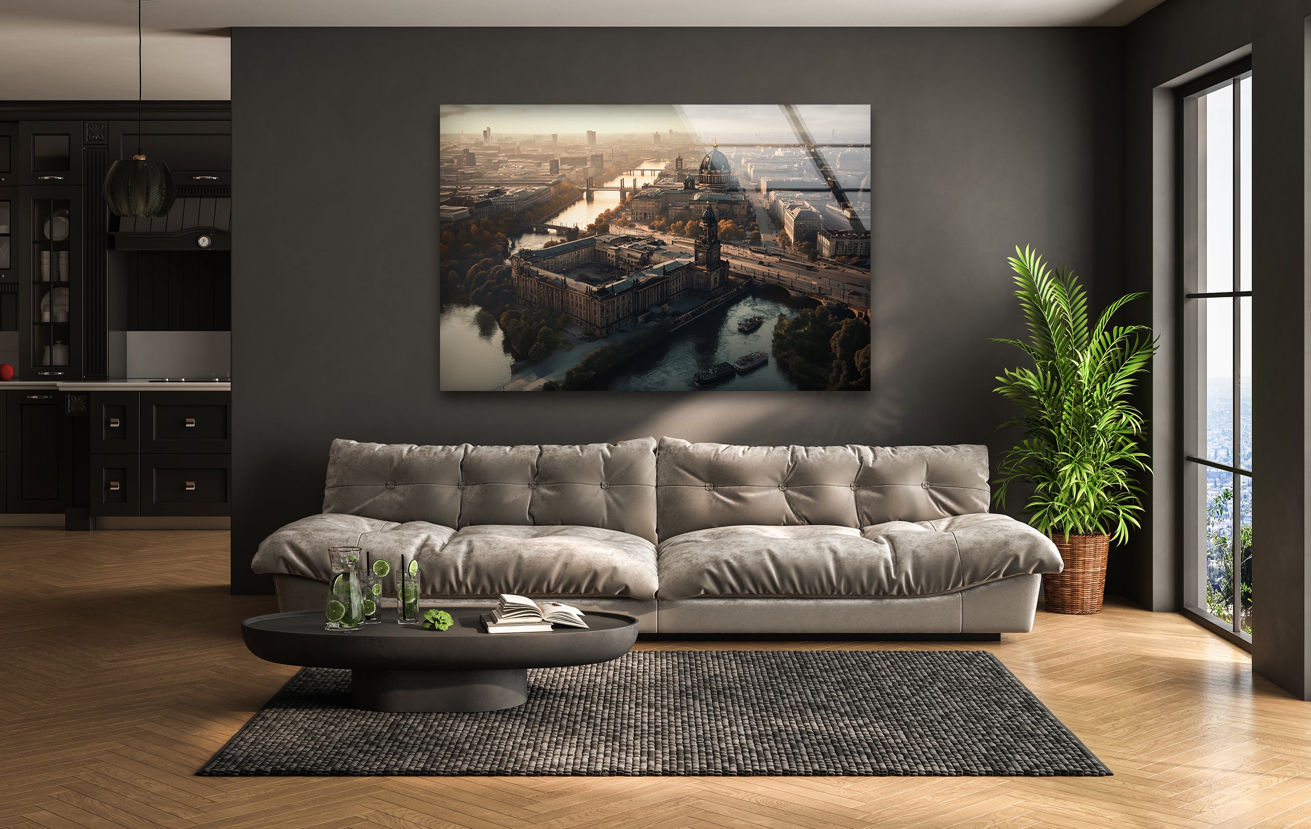 Berlin Sunset Glass Wall Art - Handmade Modern Home Decor for Living Room, Bedroom & Office - Perfect Gift for Housewarming & Holidays