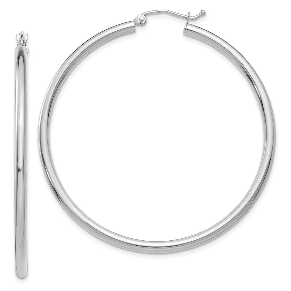 14K White Gold Polished 2.5mm Lightweight Tube Hoop Earrings for Women - Hypoallergenic Dainty Everyday Jewelry - Perfect for Work, Date Night & Special Occasions