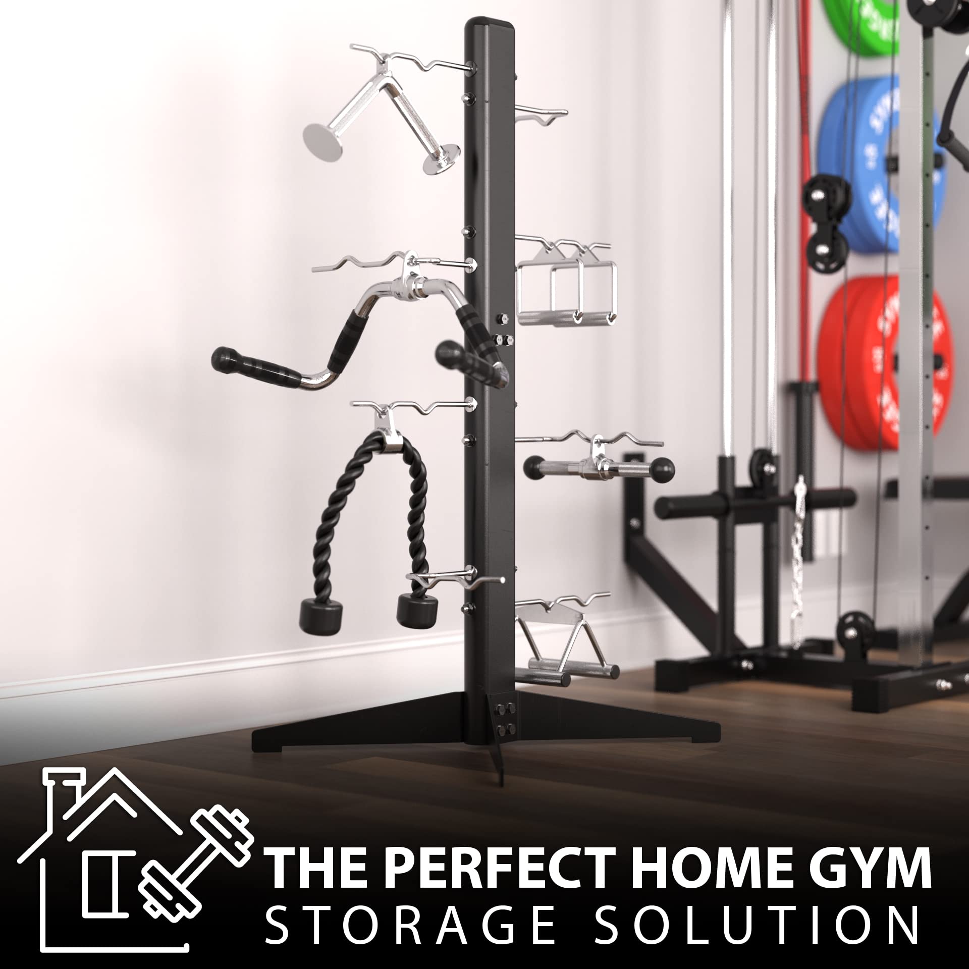 Synergee Cable Attachment Rack - Free Standing & Wall Mounted Gym Storage Organizer for Resistance Bands, TRX Straps & Exercise Equipment | Home Gym & Commercial Fitness Studio Use
