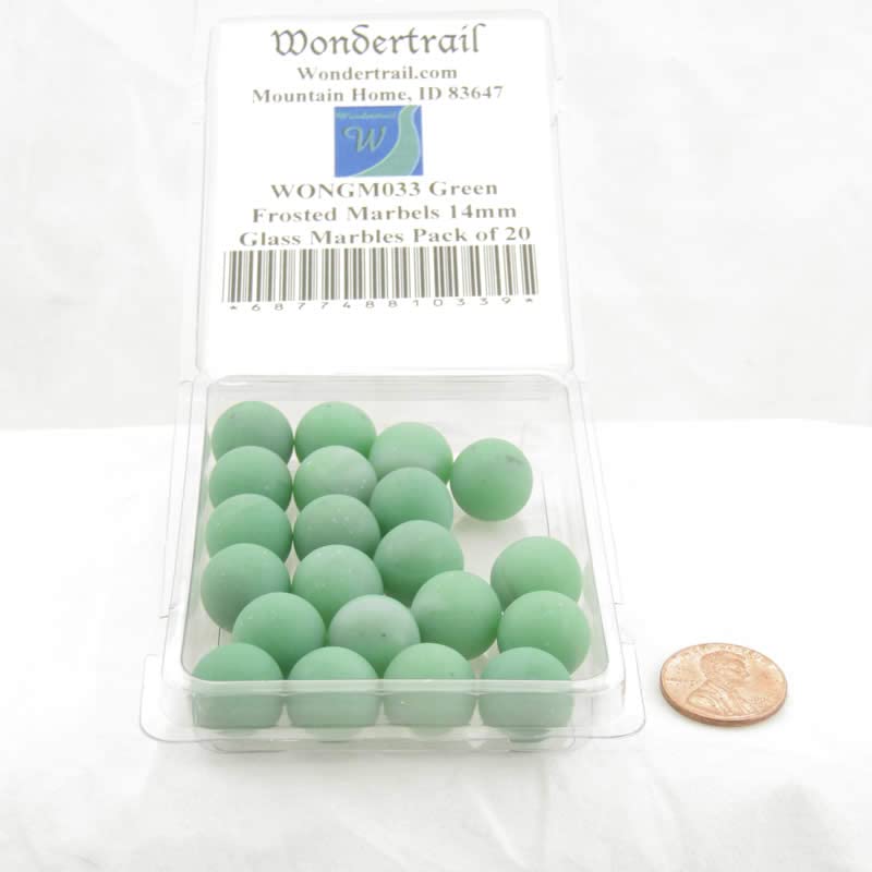14mm Green Frosted Glass Marbles - Pack of 20 for DIY Crafts, Home Decor & Kids Games | WONGM033