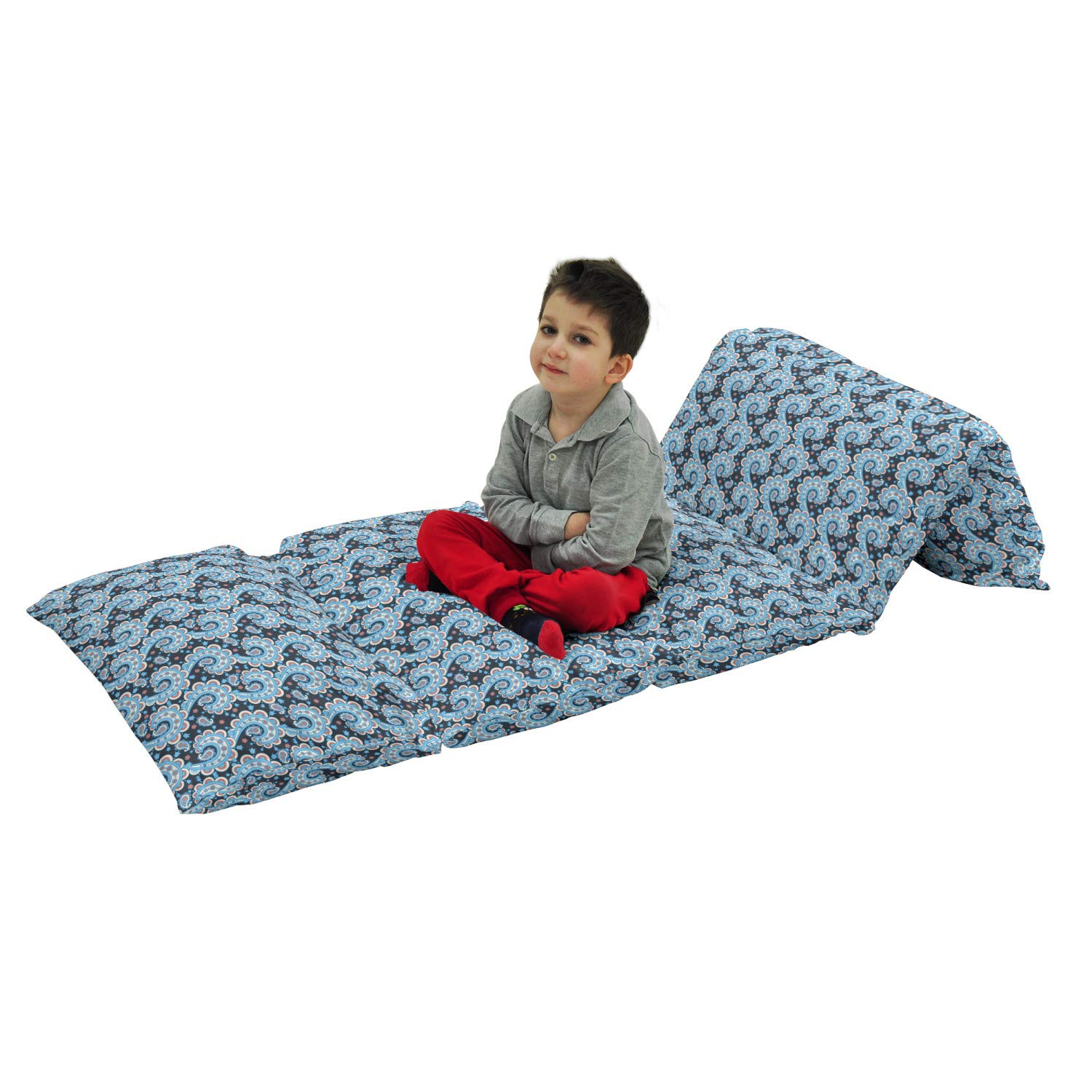 Ambesonne Paisley Floor Pillow Lounger Cover - Medieval Turkish Floral Print Fabric Case for 5 Pillows, 88