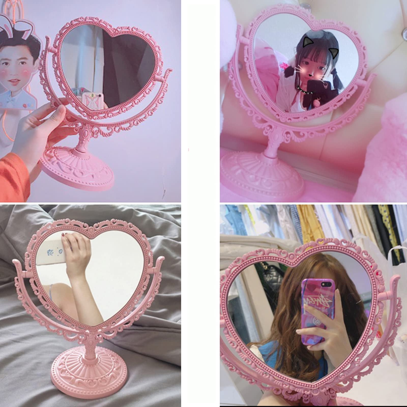 Vanity Makeup Mirror - Adjustable Desktop Mirror for Girls & Students - Purple