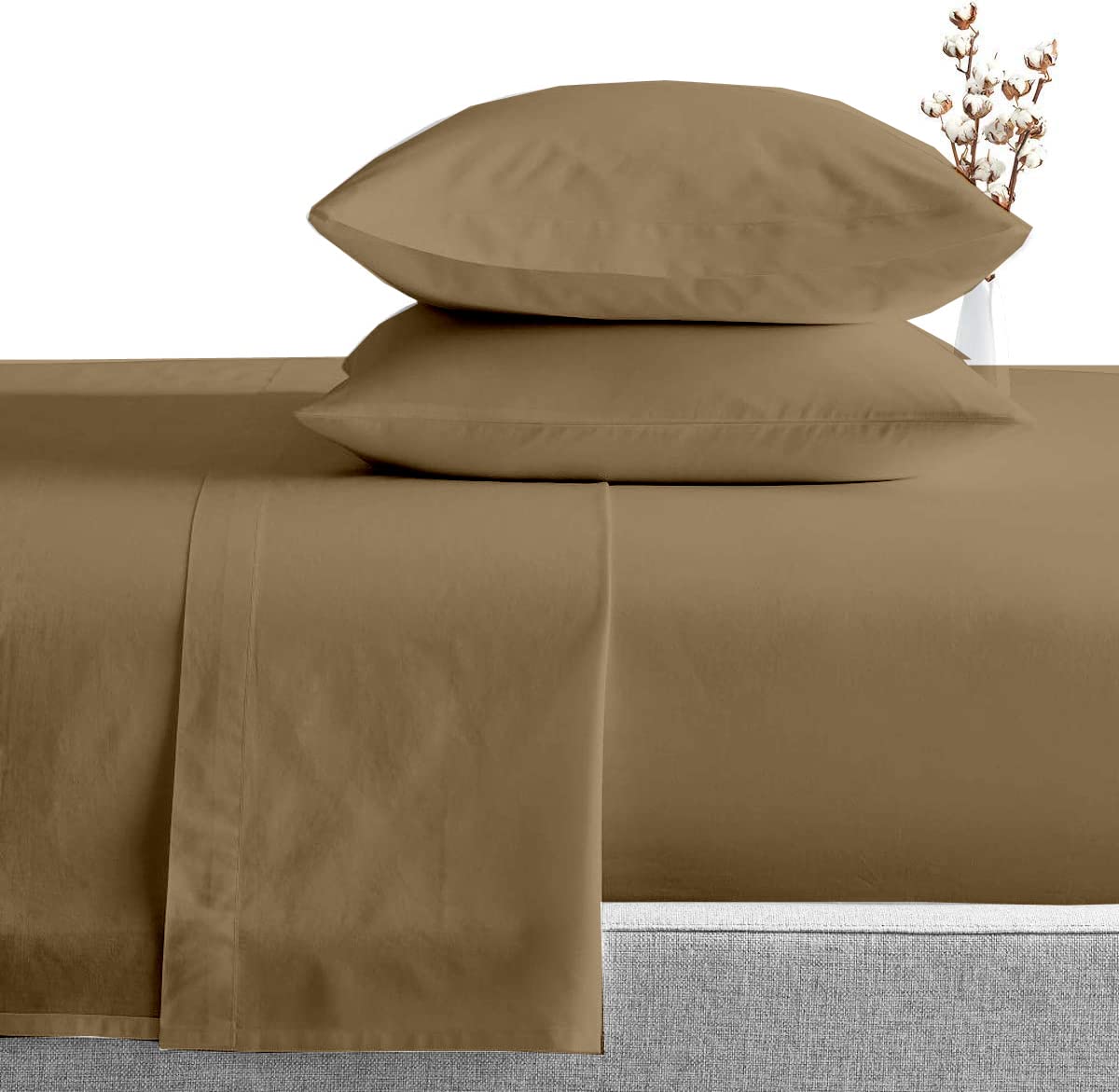 Premium 100% Egyptian Cotton Bed Sheets 400 Thread Count (4-Piece Set) - Short Queen Size 60x75 Inches for RV, Camper, Trailer - Fits Mattress Up to 12-18