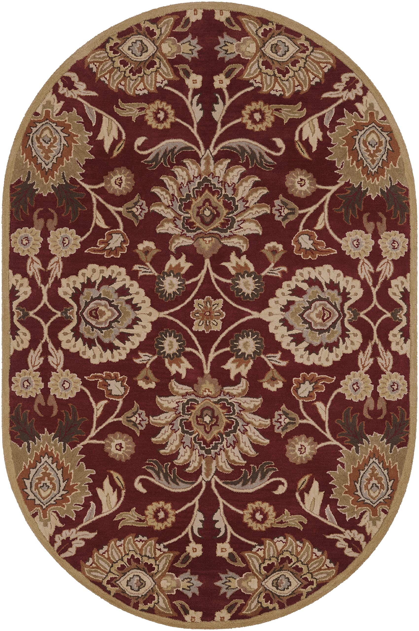 Mark&Day Eckville Traditional 6x9 Oval Area Rug - Burgundy & Brown Red Carpet for Living Room, Bedroom, Kitchen - Soft & Durable Floor Decor for Home, Office, Dining Area (6' x 9' Oval)