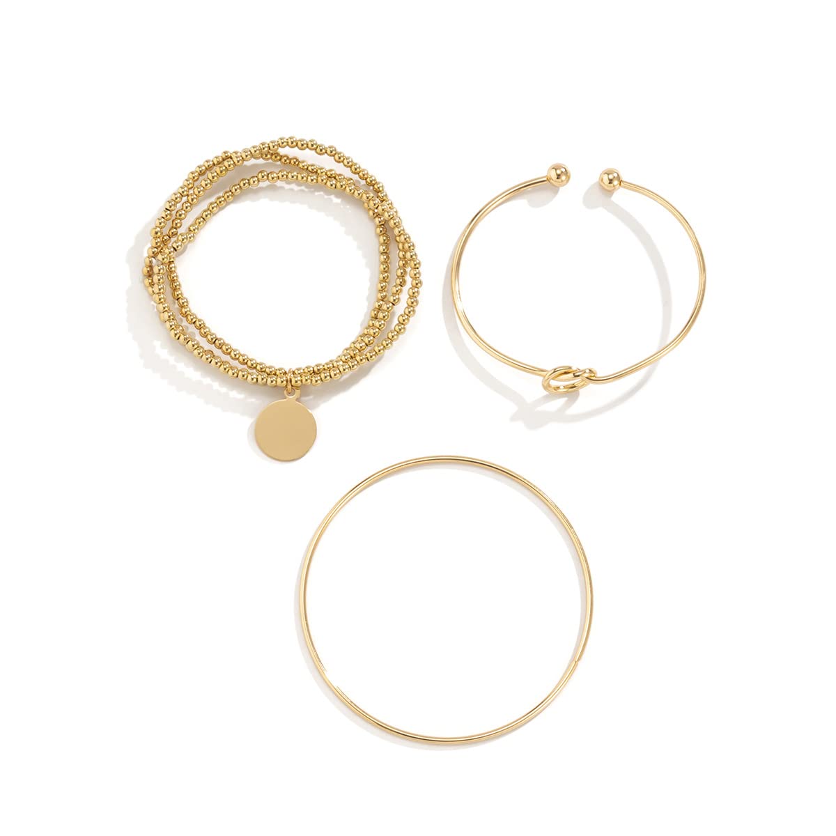 Boho Layered Beaded Bracelets for Women - Adjustable Open Cuff Bangle Link Bracelet Set in Gold | Perfect for Festival, Beach & Everyday Boho Chic Style
