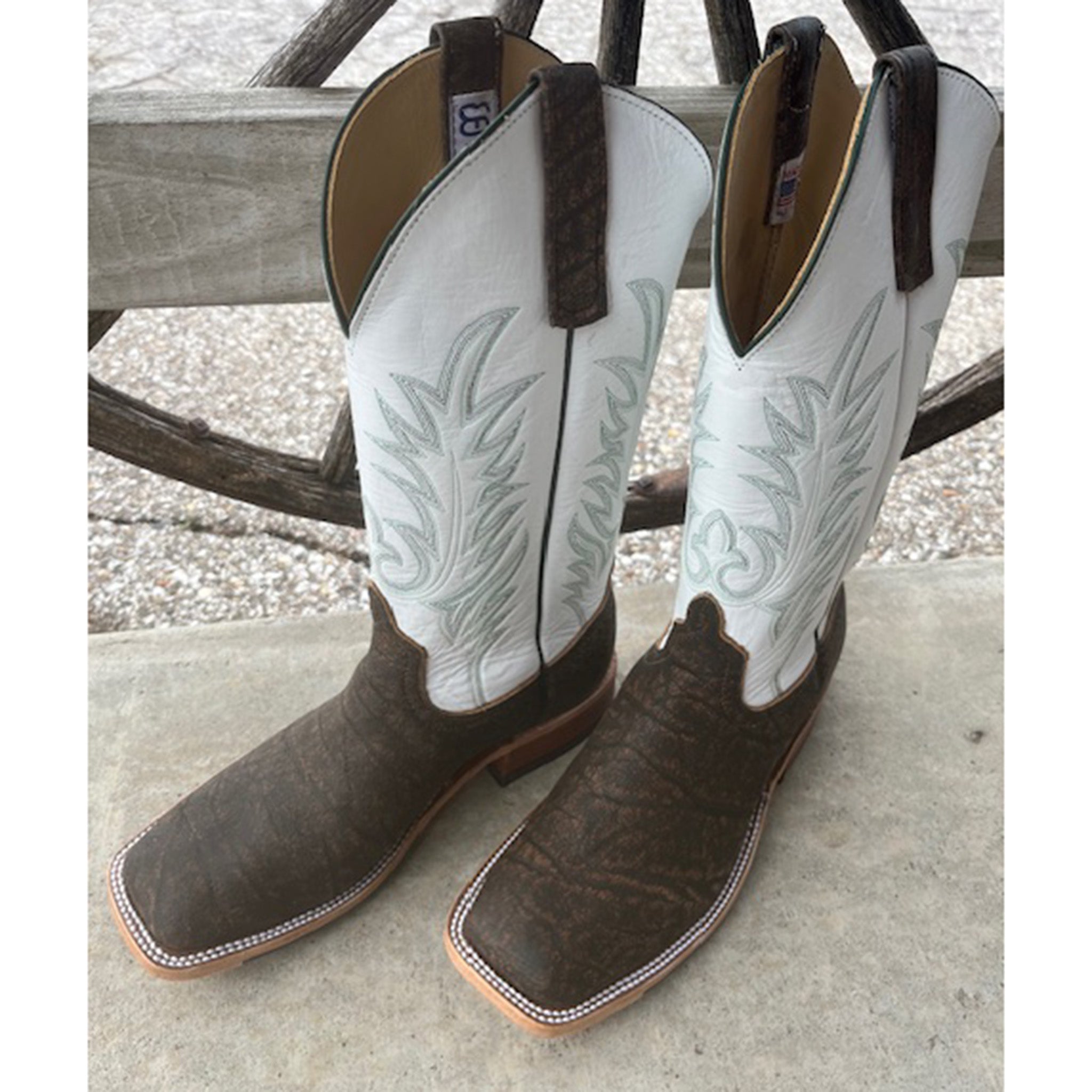 Anderson Bean Men's Tan Safari Cape Buffalo Square Toe Cowboy Boots - Durable Western Boots for Ranch Work, Rodeo & Outdoor Adventures