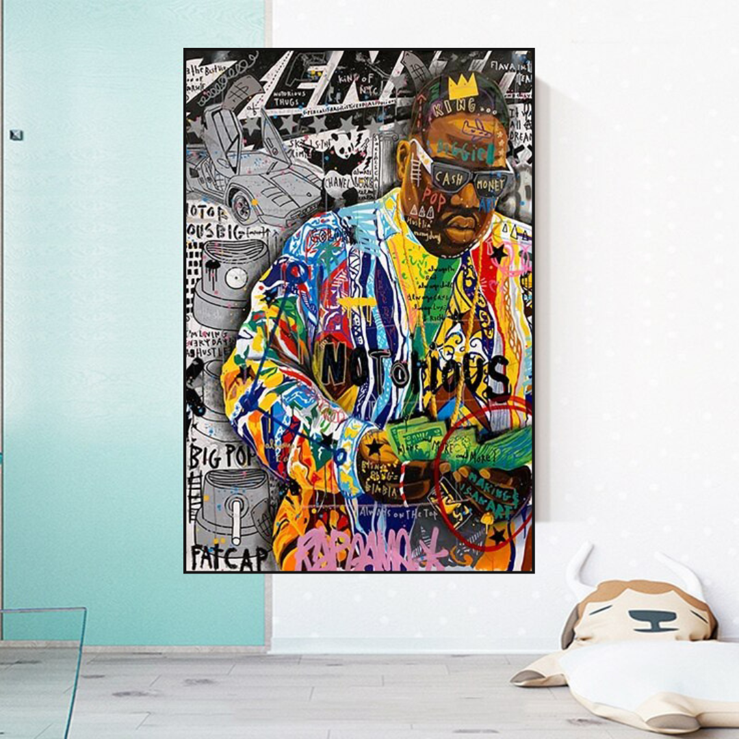 Biggie Smalls Canvas Wall Art - Iconic Rapper Painting - Hip Hop Decor for Living Room, Bedroom & Office