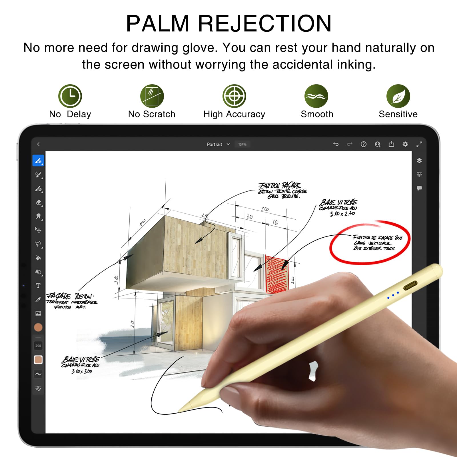 HATOKU 2nd Gen Stylus Pen for iPad 2018-2024 - Fast 15-Minute Charging, Tilt & Palm Rejection - Compatible with iPad Air 3/4/5/M2, Mini 5/6, iPad 6-10, Pro 11