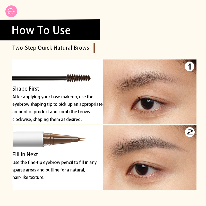 Little Ondine WildBrow Dual End Precision Defining Brow Pen - Waterproof Eyebrow Pencil for Natural Looking Brows - Perfect for Everyday Makeup and Professional Use