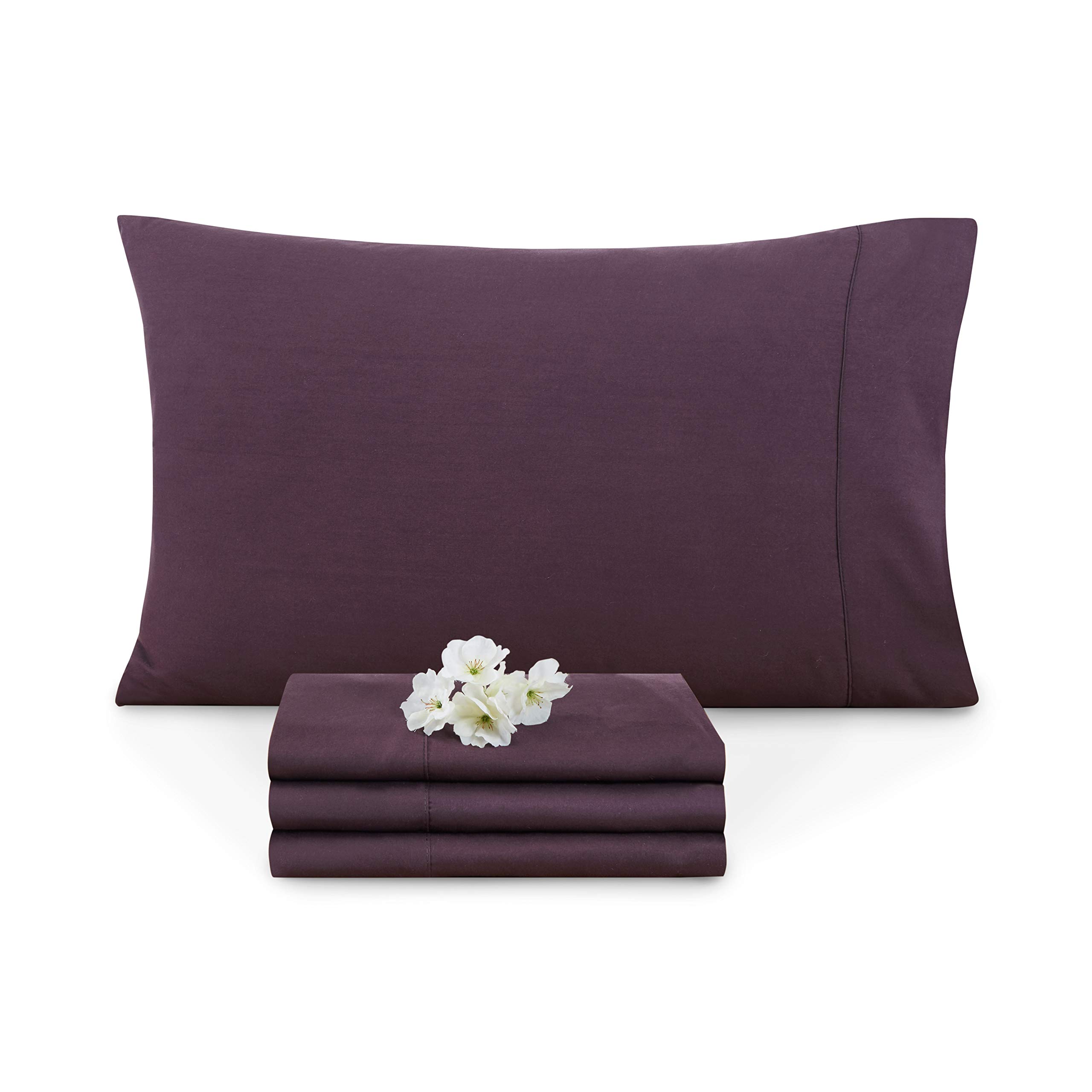 Empyrean Soft Queen Size Pillow Cases Set of 4 - Standard Size Bedding Pillowcases in Purple Eggplant - Perfect for Home, Hotel, and Guest Room Decor