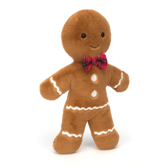 Jellycat Jolly Gingerbread Fred Large Plaid Stuffed Animal - Soft & Cuddly Christmas Plush Toy for Kids & Adults - Perfect Holiday Gift & Home Decor