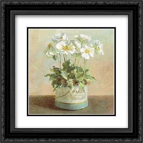 NAI Danhui 15x15 Inch Black Ornate Framed Double Matted Museum Art Print - Tres Chic Poppies Floral Wall Decor for Living Room, Bedroom & Office