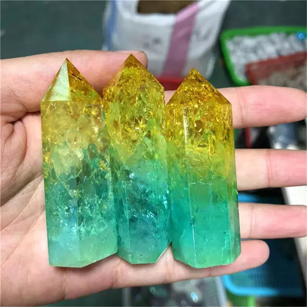 Wholesale Natural Quartz Tower Stones - Aura Yellow Green Healing Crystals for Energy, Meditation & Home Decor - Perfect for Feng Shui, Reiki & Spiritual Gifts