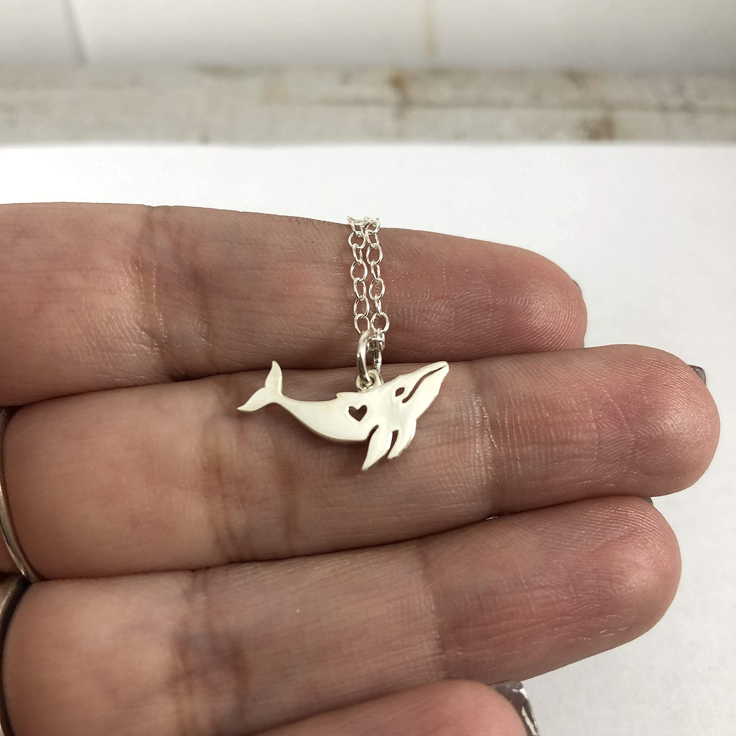 Whale Charm Necklace - Sterling Silver Pendant Jewelry for Women, Gift for Her, Ocean Themed Accessories - Perfect for Beach Vacations, Birthday Gifts & Everyday Wear