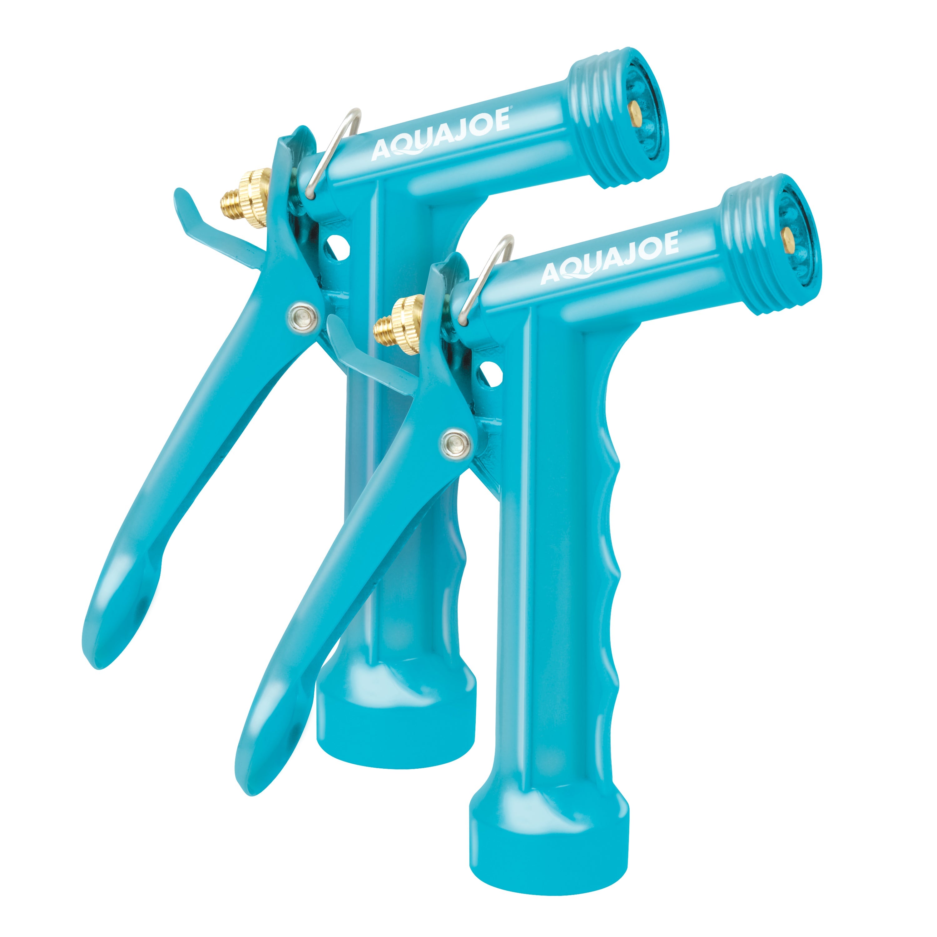 Aqua Joe AJPGN 2PK Full Metal Pistol Grip Hose Nozzle - 2 Pack Heavy Duty Garden Spray Nozzle with 3 Adjustable Spray Patterns for Watering, Washing Cars & Outdoor Cleaning