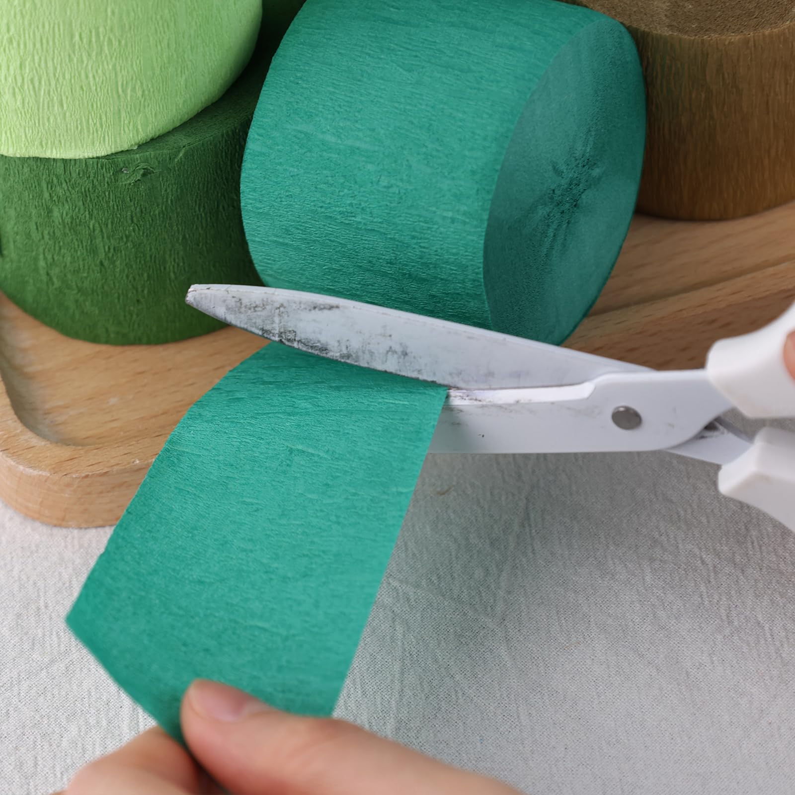 Shindel 6 Rolls Green Crepe Paper Streamers - Thick Decorative Crinkled Paper for Baby Showers, Weddings & St. Patrick's Day Decorations (1.8