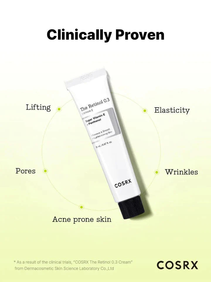 COSRX The Retinol 0.3 Cream 20ml - Anti-Aging Face Moisturizer for Wrinkles & Fine Lines - Perfect for Night Skincare Routine & Dry Skin Care