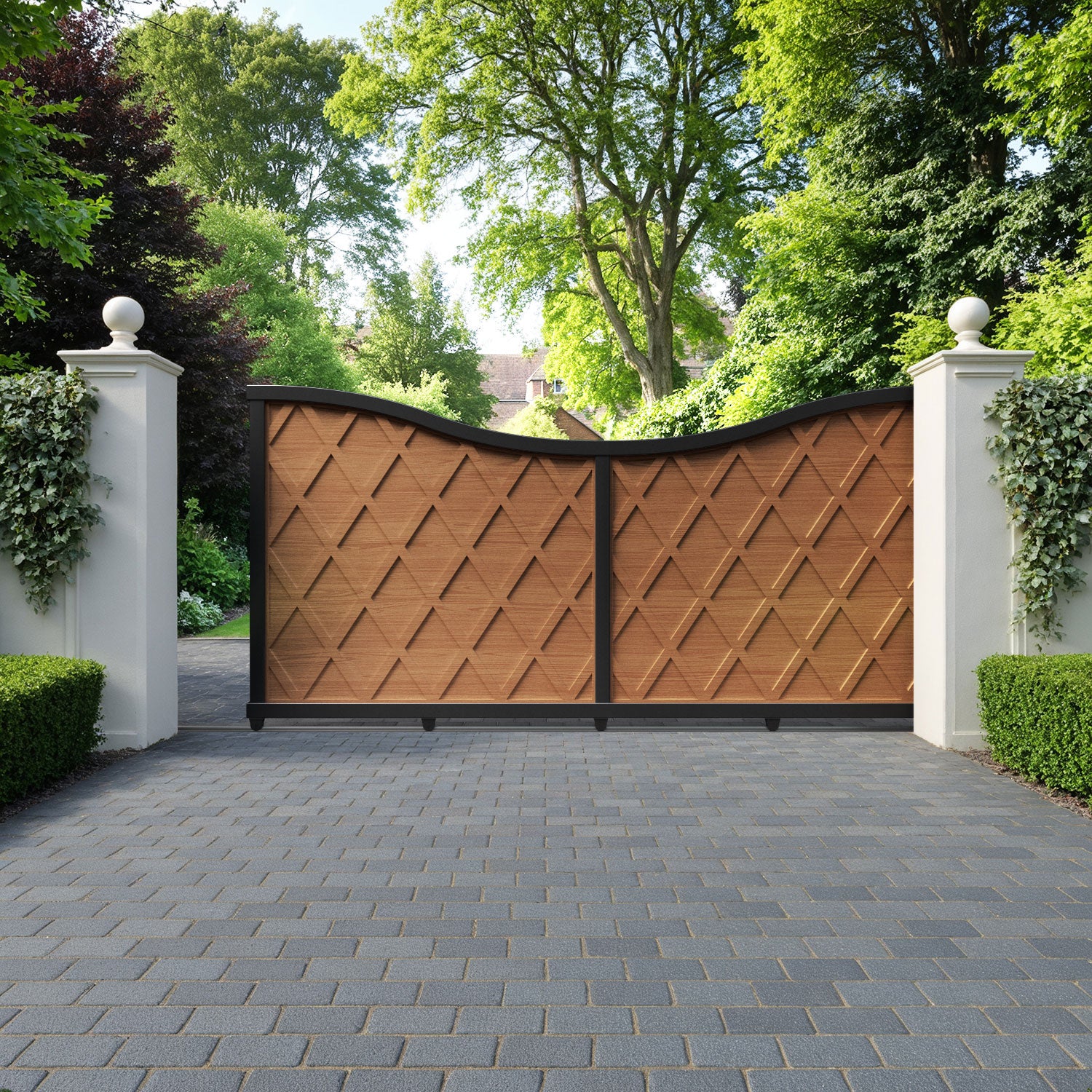Ashfield Aluminum Sliding Driveway Gate - Low Profile, Middle Drive - Perfect for Residential & Commercial Security
