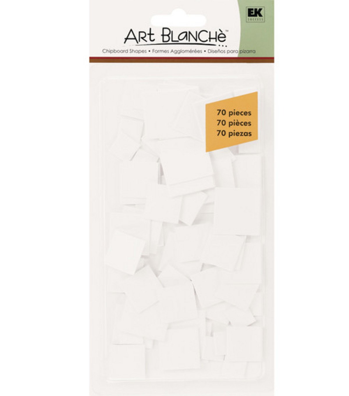 EK SUCCESS Art Blanche Chipboard Shapes, Letters & Numbers - 70-Piece Small Square Crafting Embellishments for Scrapbooking, Card Making & DIY Projects