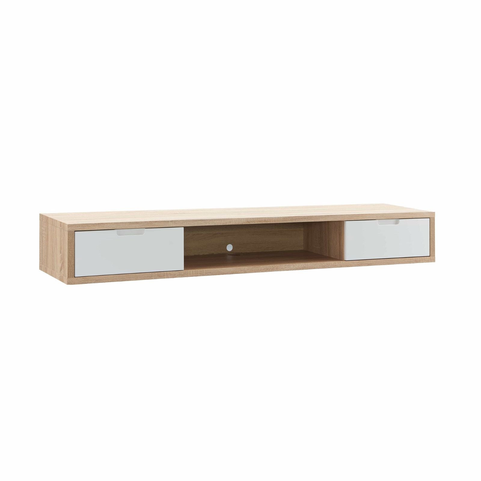 Wall Mounted Oak TV Stand 1800mm - Modern Entertainment Center with Storage Shelves - Perfect for Living Room, Bedroom & Home Theater Setup