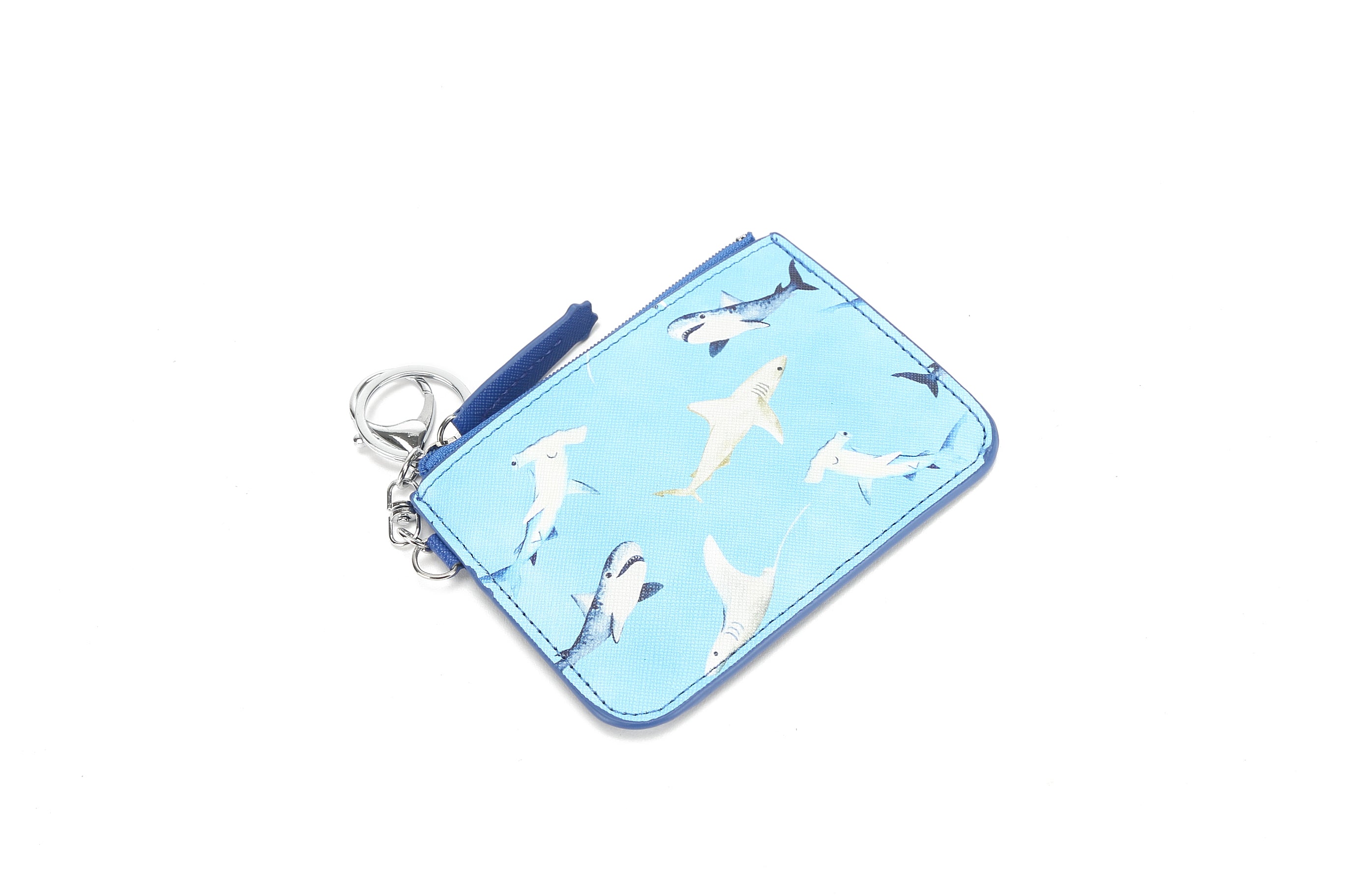 Happy Shark Blue Card Holder - Slim RFID Blocking Wallet for Credit Cards & ID - Perfect for Travel, Work, and Everyday Use