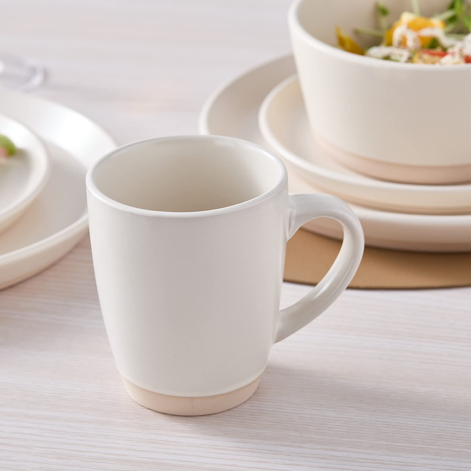 Stone Lain Jules Modern Stoneware 32-Piece Round Dinnerware Set - 8 Plates & Bowls in White for Family Dining, Entertaining & Everyday Use
