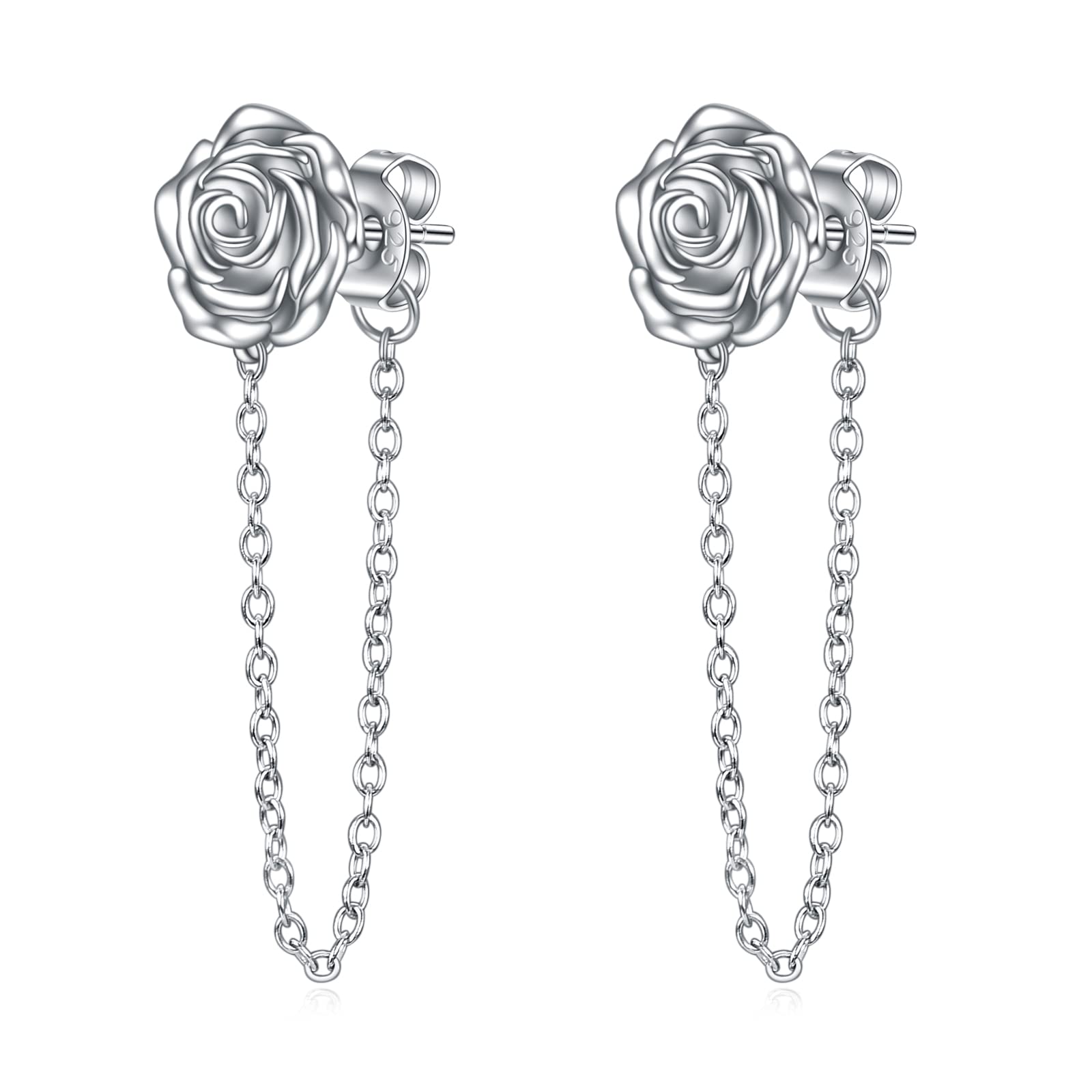 POPKIMI Sterling Silver Rose Flower Stud Earrings - Romantic Promise Jewelry for Women & Girls | Perfect Birthday Gift, Anniversary Present & Everyday Elegance